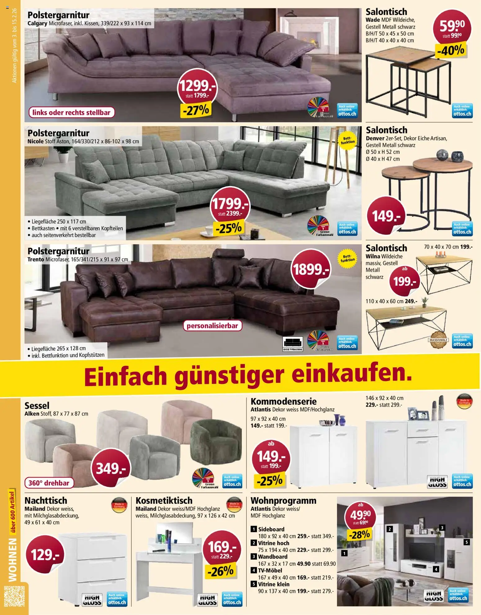 Otto's Aktionen – gültig ab 03.02.2026 | Seite: 8 | Produkte: Vitrine, Sessel, Wandboard, Bett