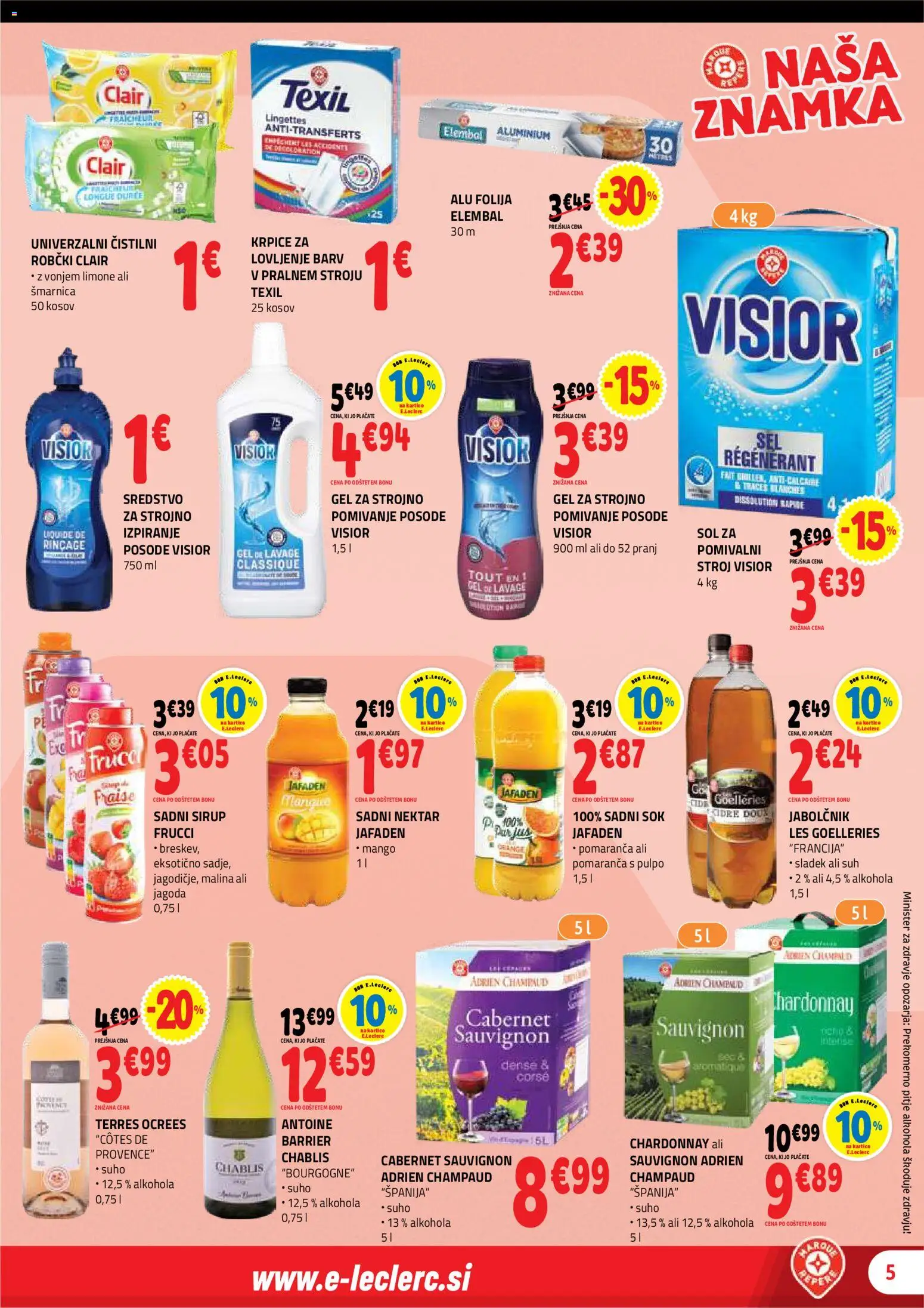 Novi E.leclerc katalog ponudbe – veljaven od 29.04.2026 | Stran: 5 | Izdelki: Robčki, Folija, Sol, Mango