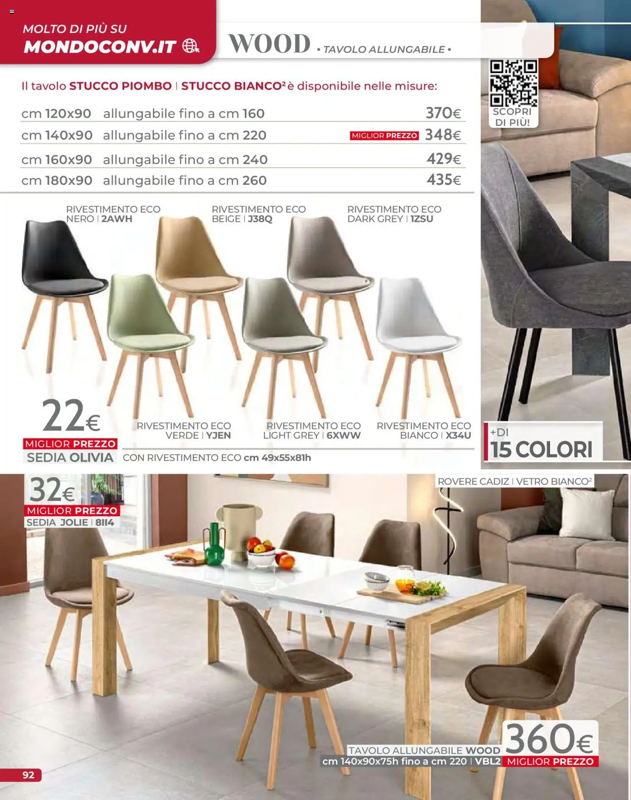 Volantino Mondo Convenienza del 09.09.2025 | Pagina: 94 | Prodotti: Stucco, Tavolo, Sedia
