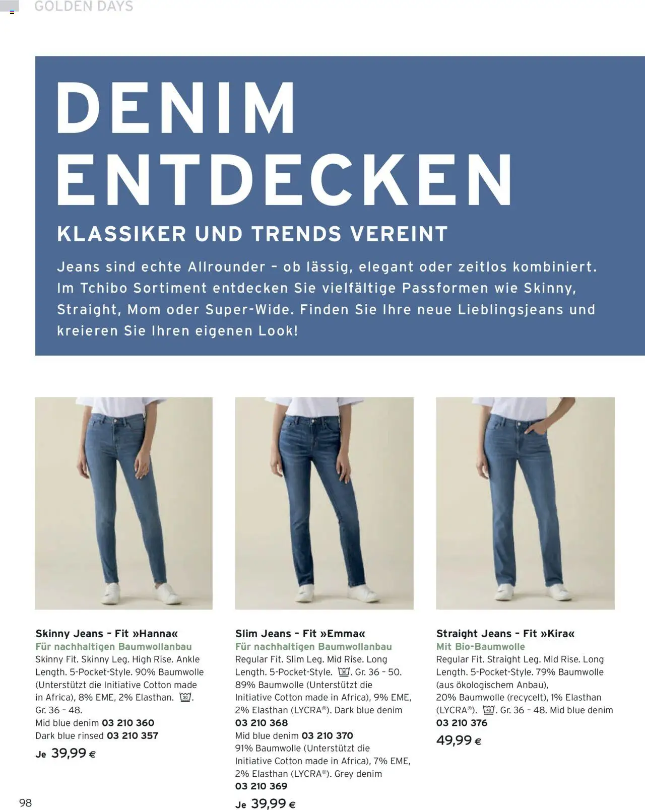 Tchibo Eduscho Katalog Herbst 2025 gültig ab 12.09.2024 | Seite: 98 | Produkte: Jeans