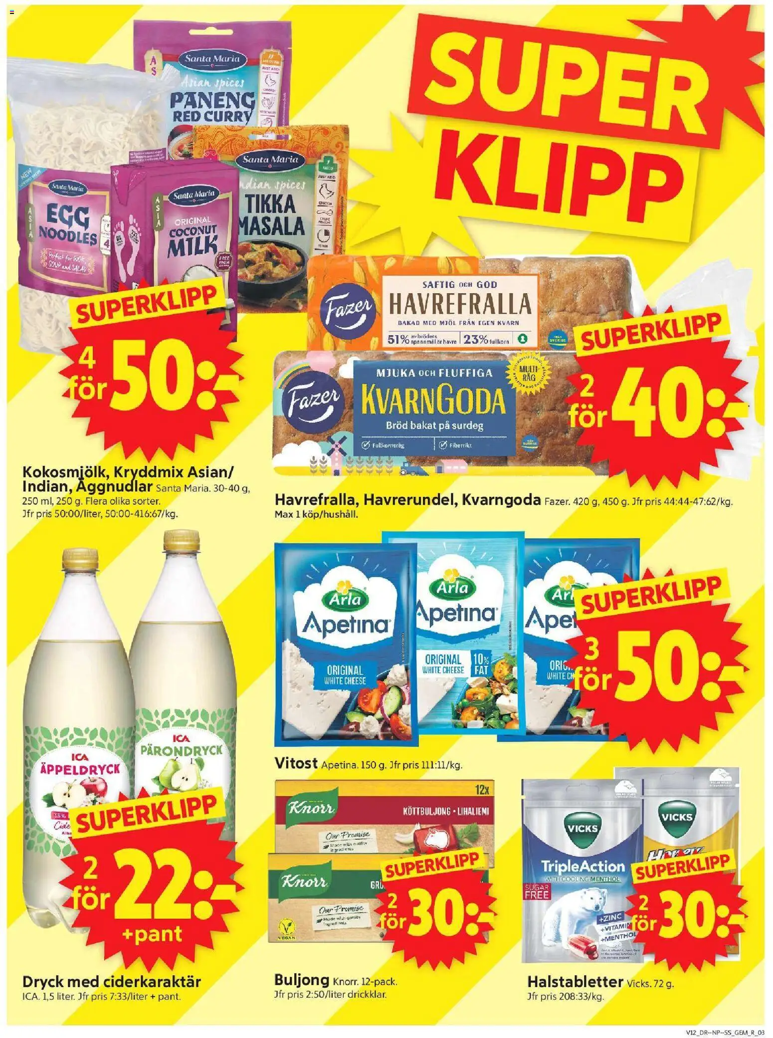 ICA Supermarket reklamblad aktuell från 16.03.2026 | Sida: 3 | Produkter: Kvarn, Gem, Köttbuljong, Bröd