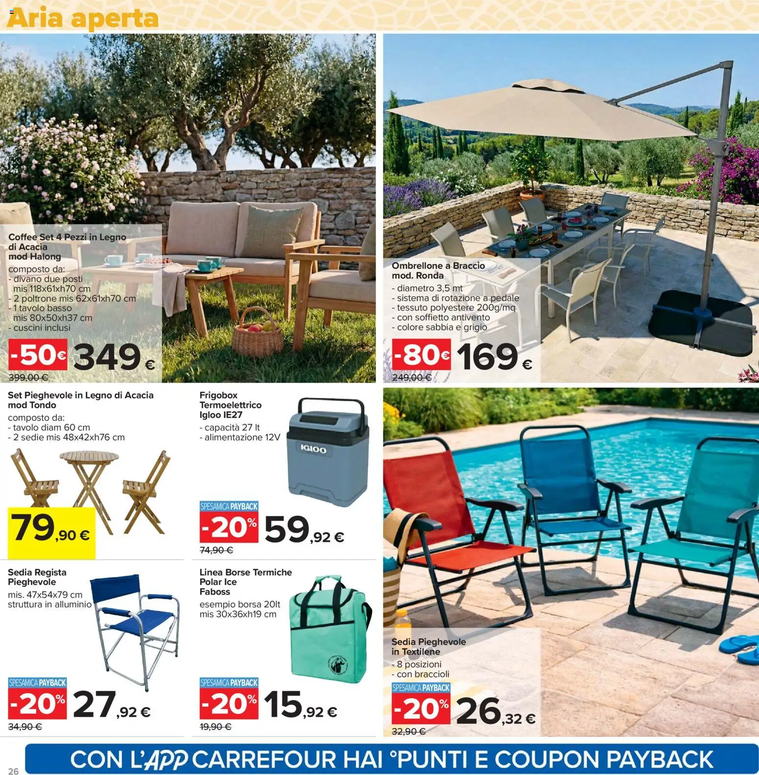 Volantino Carrefour del 21.04.2026 | Pagina: 26 | Prodotti: Ombrellone, Braccioli, Borsa, Alluminio
