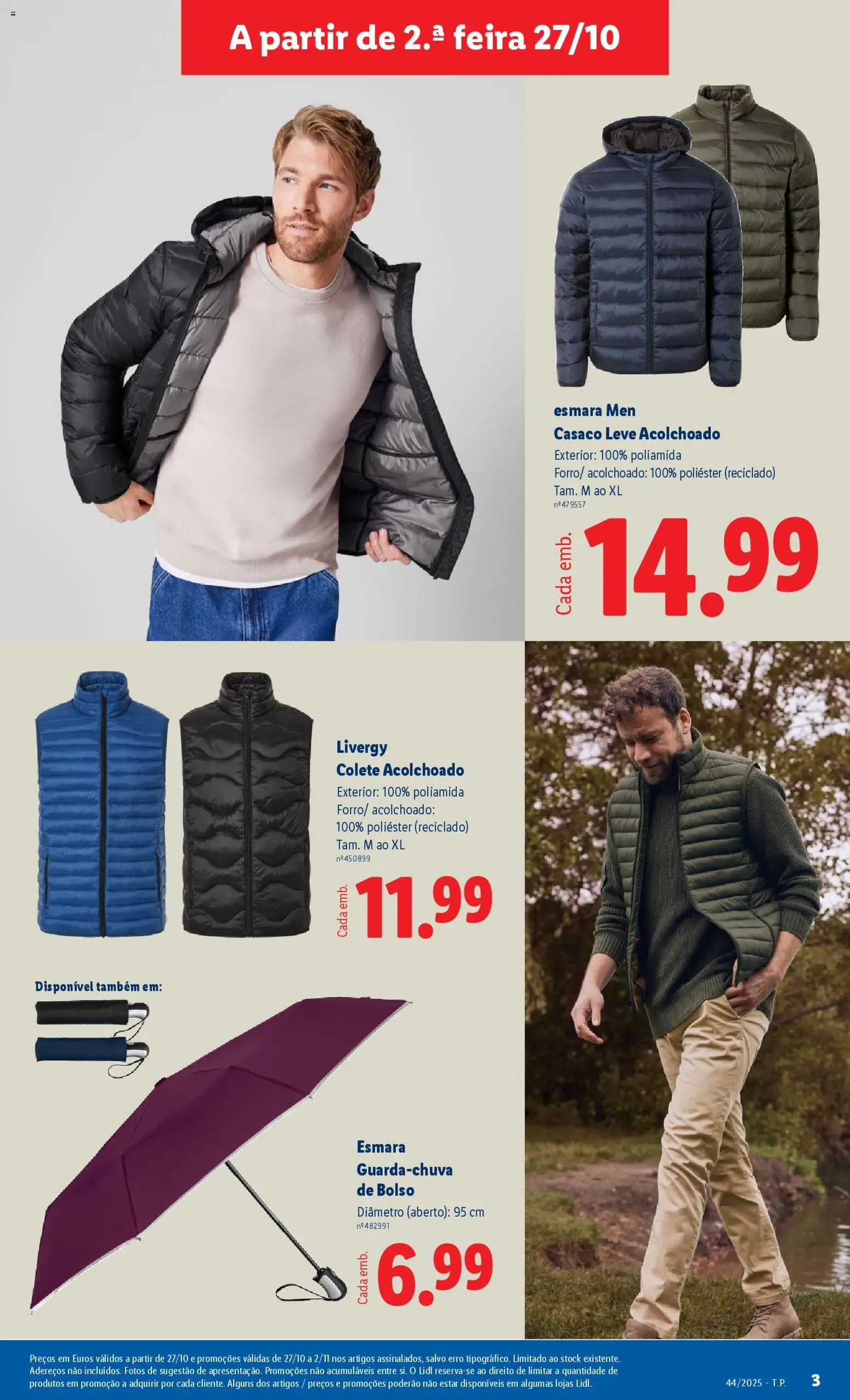 Lidl Novidades │ válido de 27.10.2025 | Página: 3 | Produtos: Guarda-chuva, Casaco, Colete