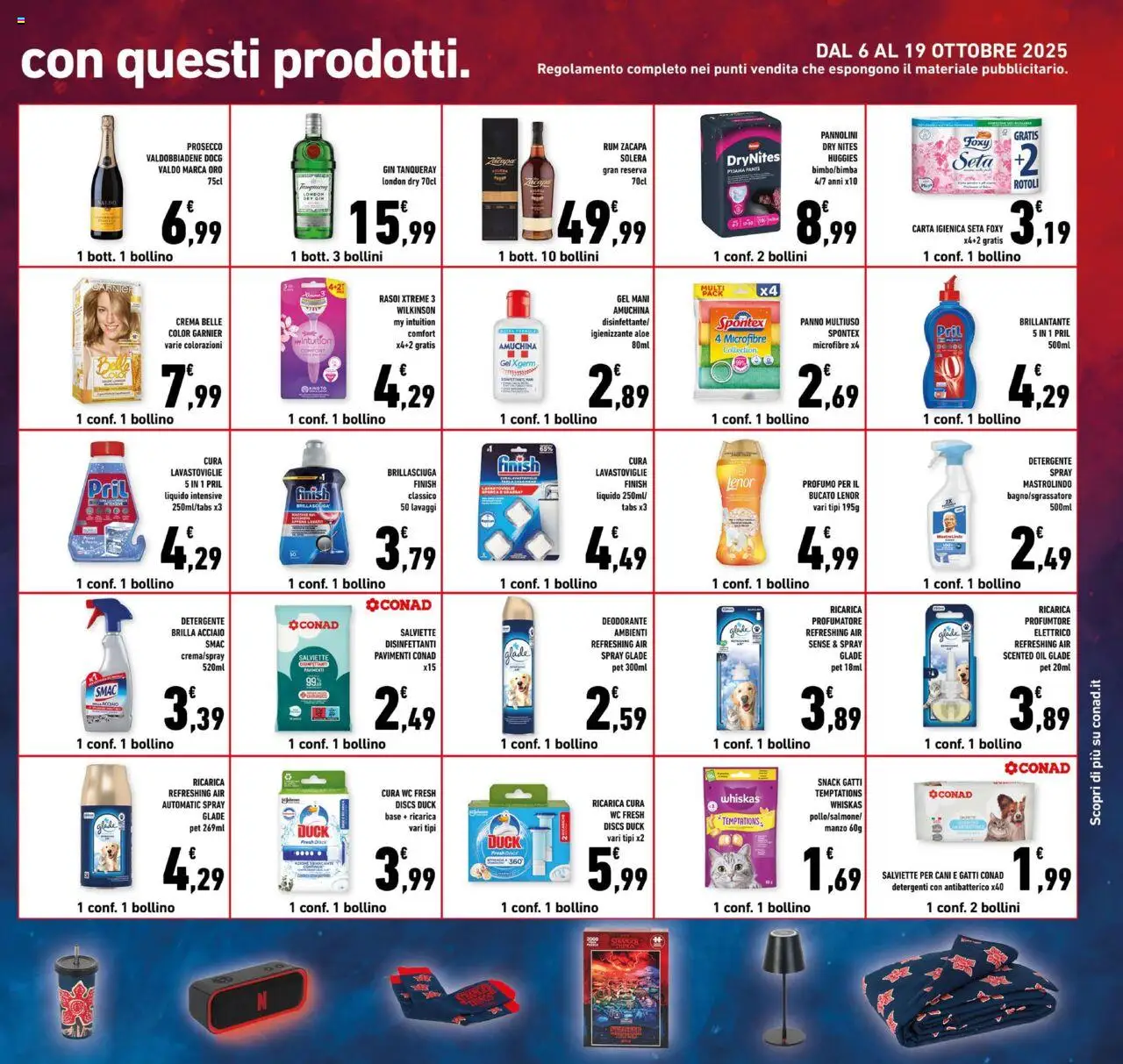 Volantino Conad del 08.10.2025 | Pagina: 21 | Prodotti: Pannolini, Carta igienica, Manzo, WC