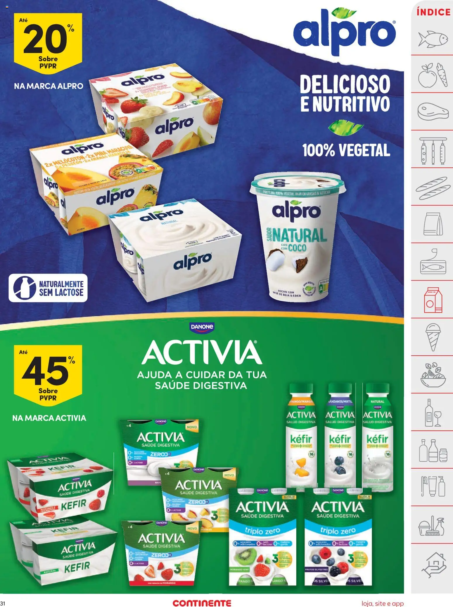 Continente folheto │ válido de 28.04.2026 | Página: 31 | Produtos: Base, Activia triplo zero, Kiwi, Proteina