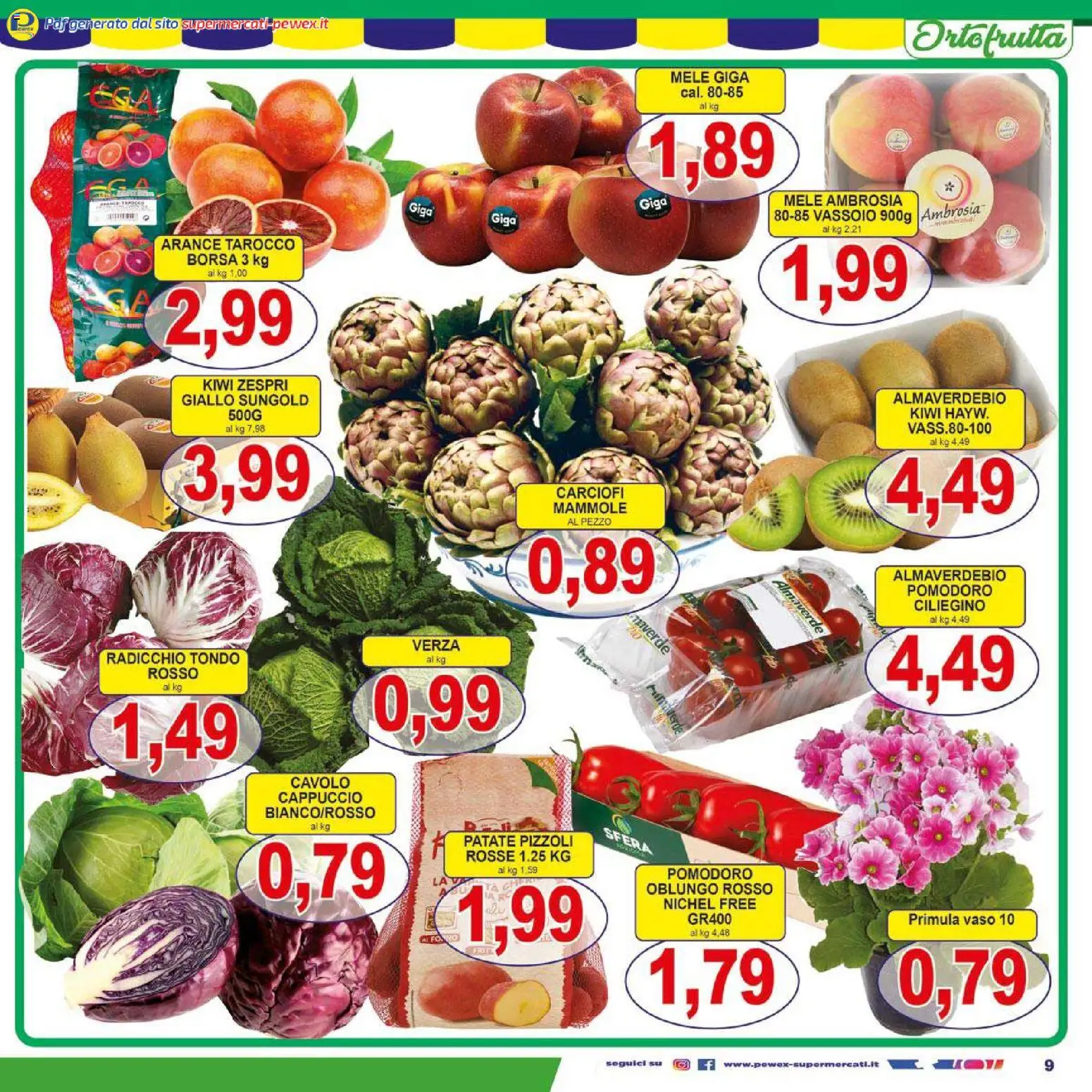 Volantino Pewex del 26.01.2026 | Pagina: 9 | Prodotti: Patate, Pomodoro, Carciofi, Borsa