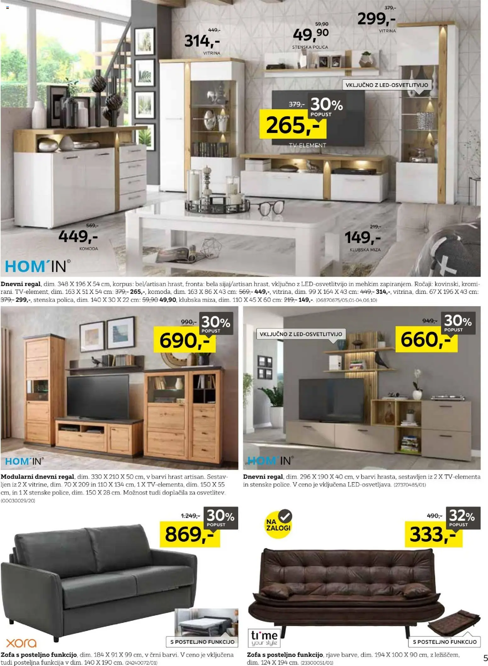 Novi XXXL Lesnina katalog ponudbe – veljaven od 19.01.2026 | Stran: 5 | Izdelki: Klubska miza, Vitrina, Komoda, Polica