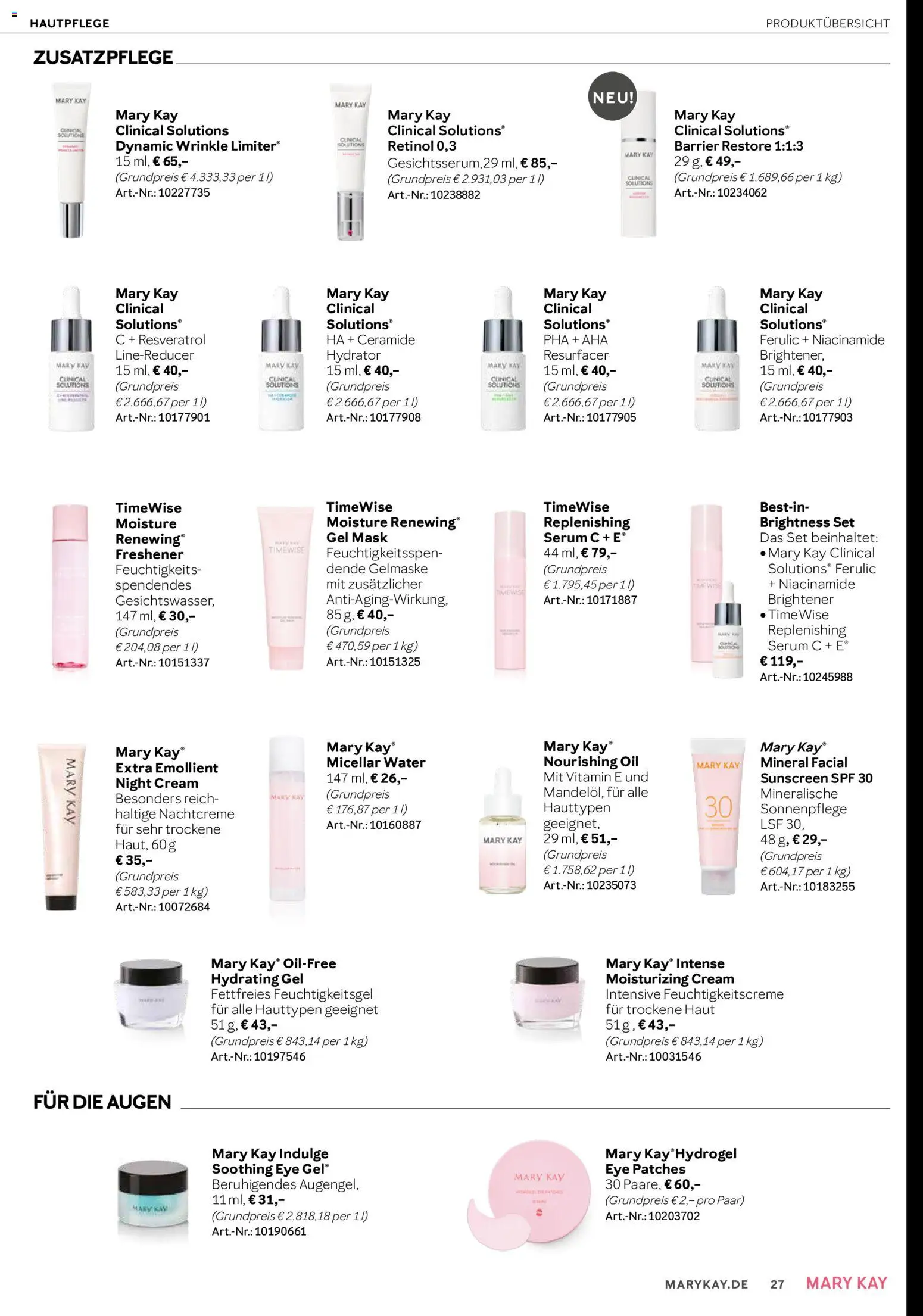 Mary Kay Katalog – gültig ab 15.01.2026 | Seite: 27 | Produkte: Serum, Nachtcreme