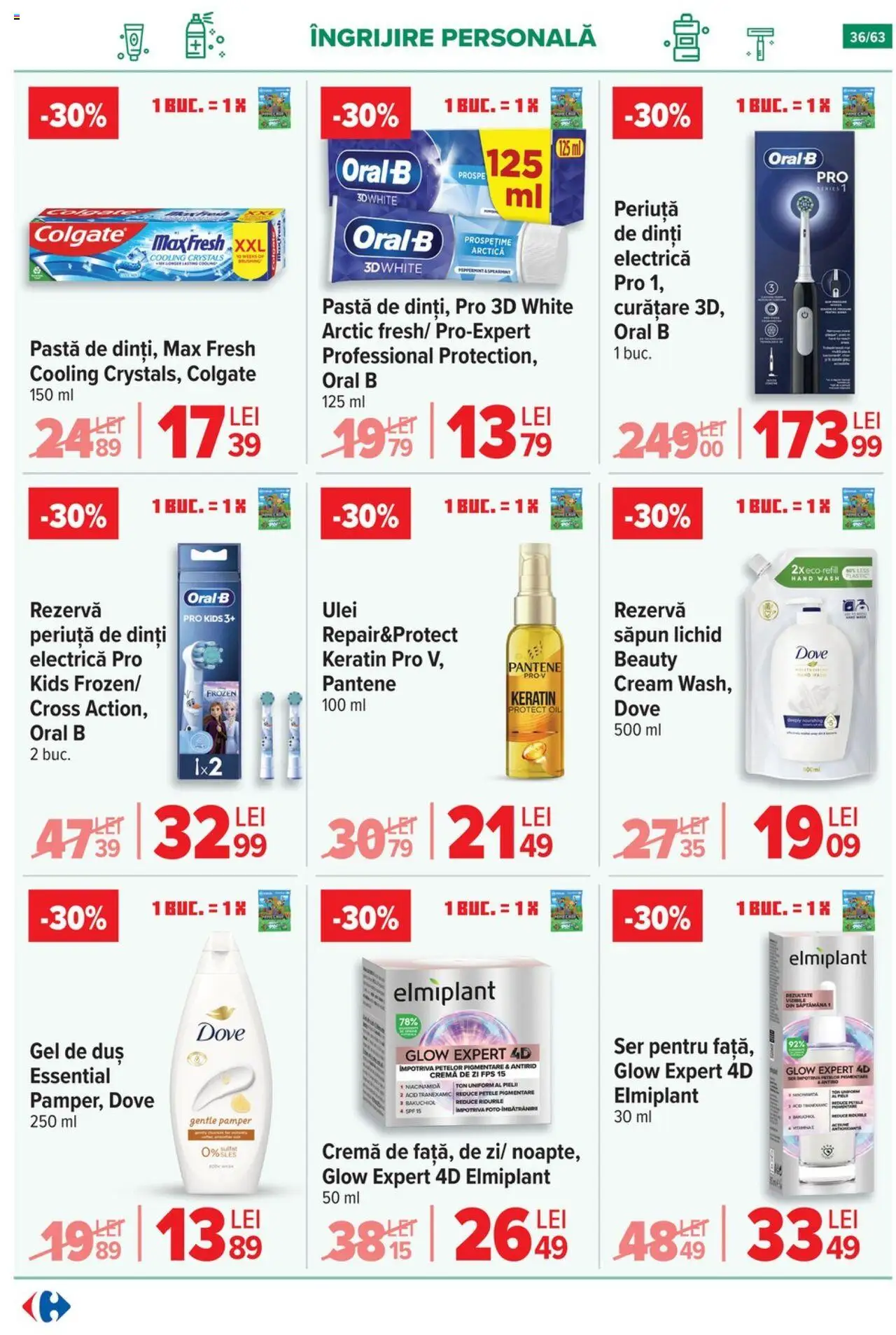 Noul catalog Carrefour – valabil de la 01.10.2025 | Pagină: 37 | Produse: Cremă, Ulei, Gel de duș, Săpun lichid