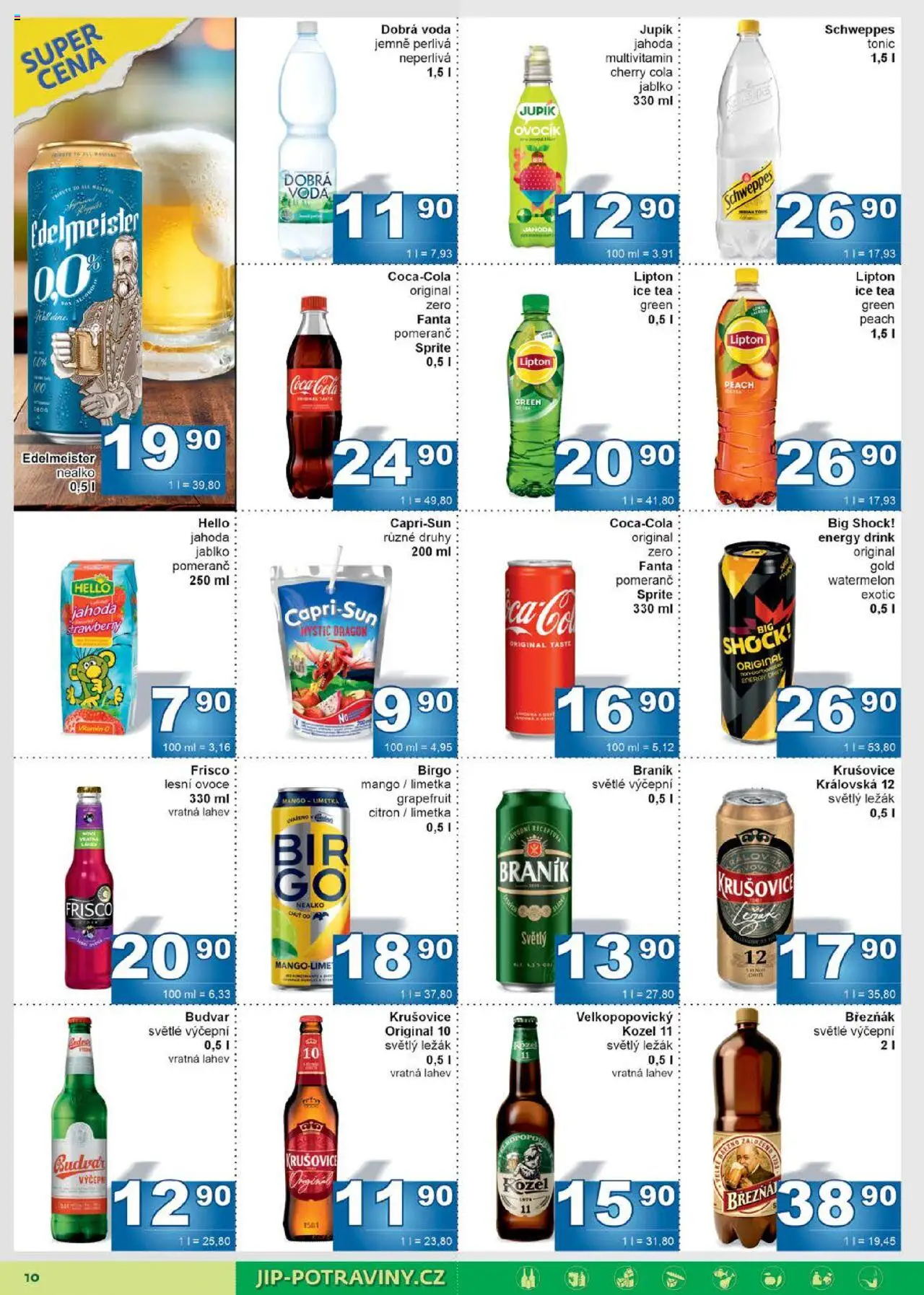 Jip leták od 13.08.2025 | Strana: 10 | Produkty: Ovoce, Frisco, Kozel, Tonic