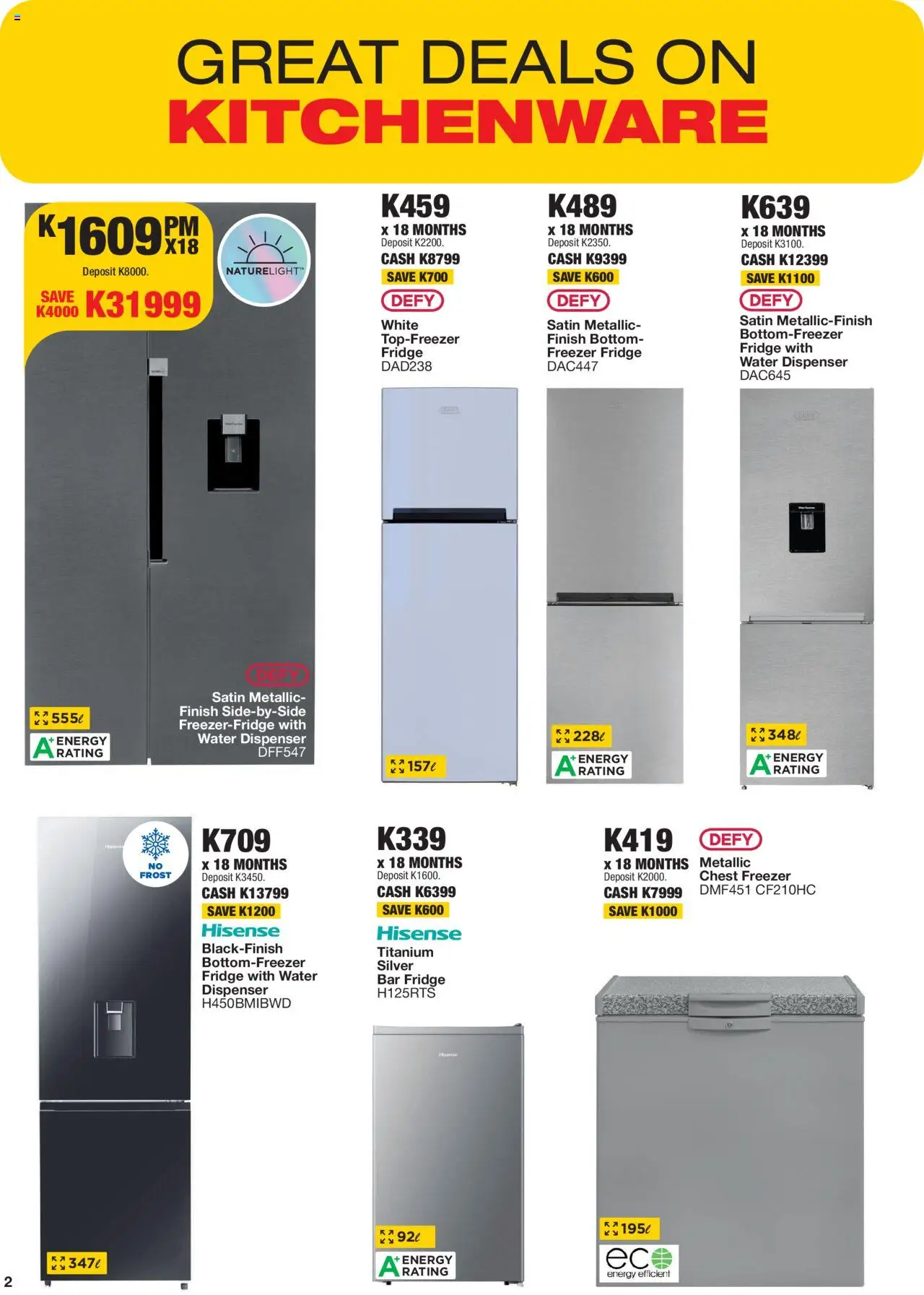 New OK Furniture catalogue – valid from 17.09.2025 | Page: 2 | Products: Freezer, Fridge, Chest freezer, Water