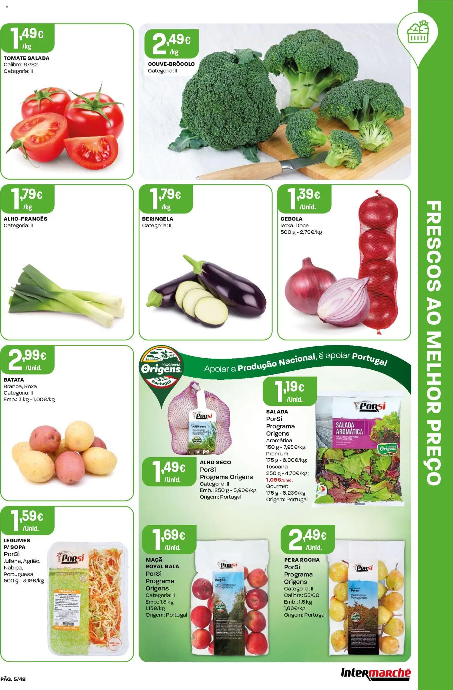 Intermarché folheto │ válido de 20.11.2025 | Página: 5 | Produtos: Cebola, Maçãs, Tomate, Salada