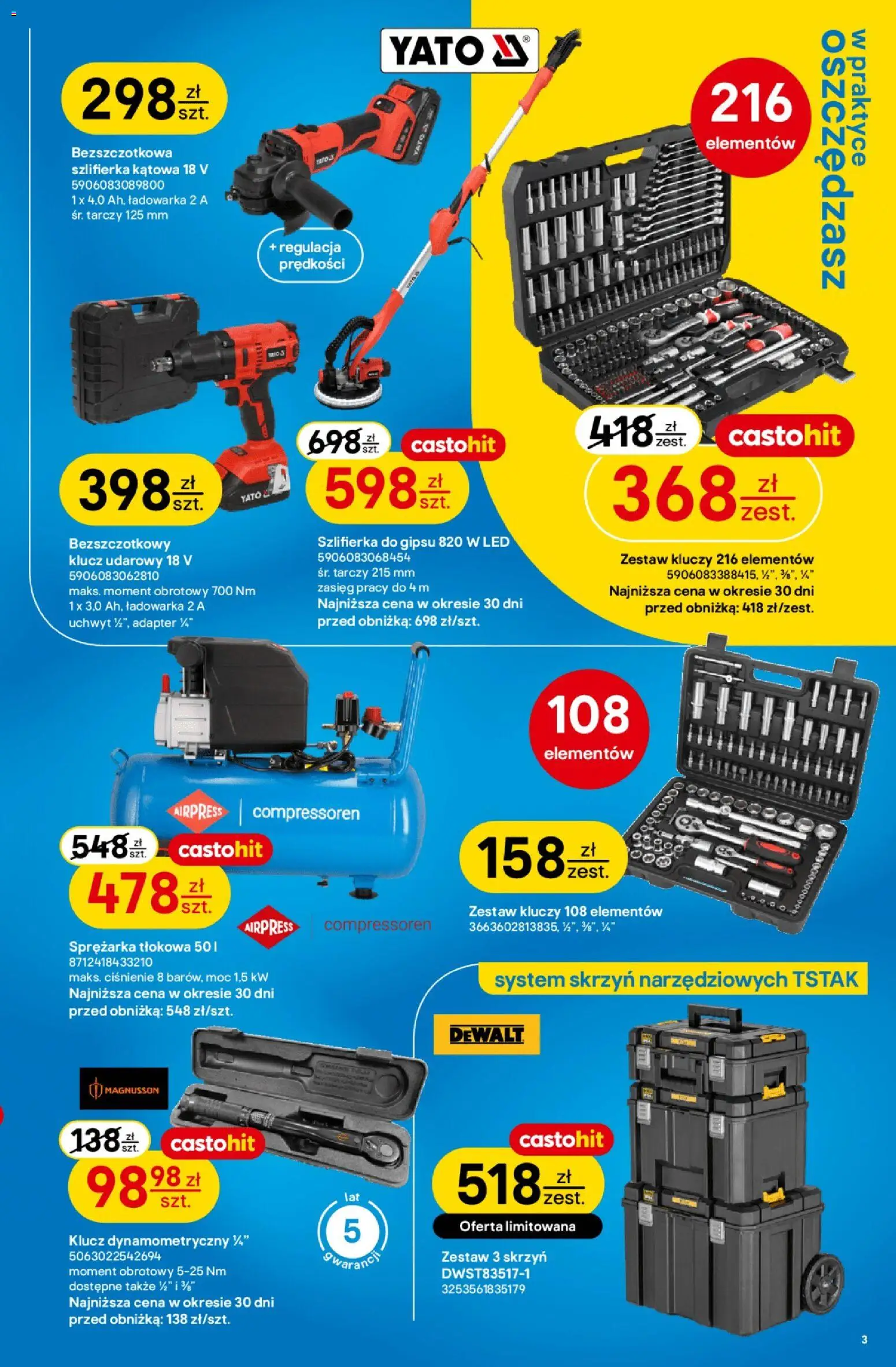 Castorama gazetka od 04.03.2026 | Strona: 3 | Produkty: Ładowarka, Adapter, Klucz udarowy, Szlifierka