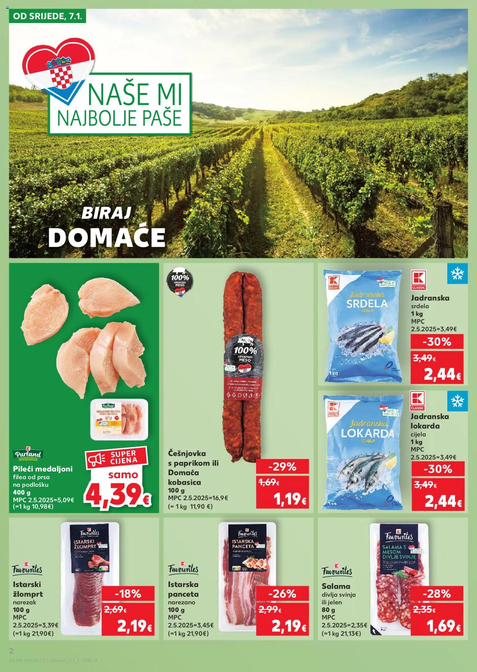 Kaufland katalog | vrijedi od 07.01.2026 | Stranica: 2 | Proizvodi: Pileći medaljoni, Salama, Kobasica, Panceta