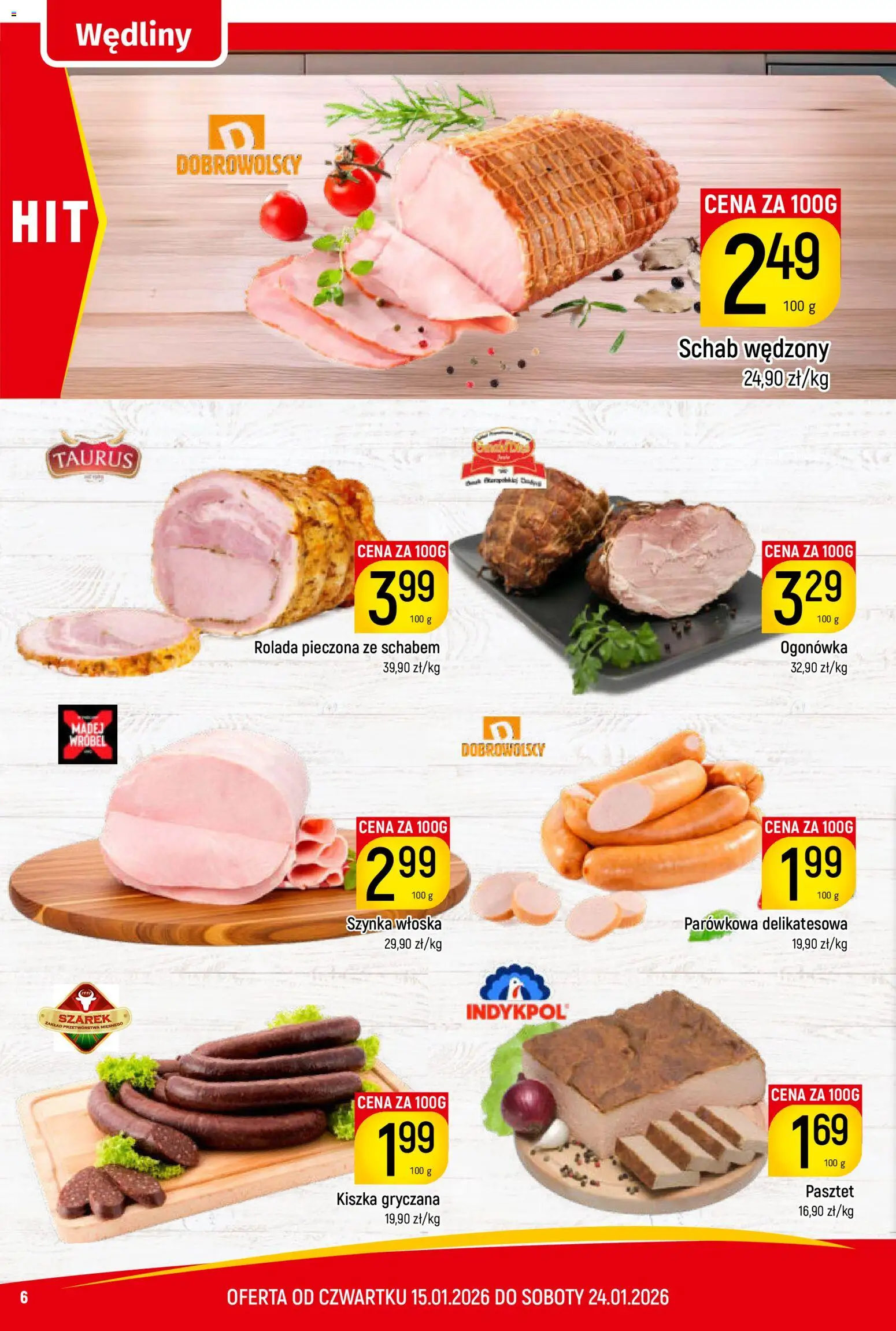 Piotruś Pan Gazetka od 15.01.2026 | Strona: 6 | Produkty: Schab, Rolada, Szynka, Wędliny