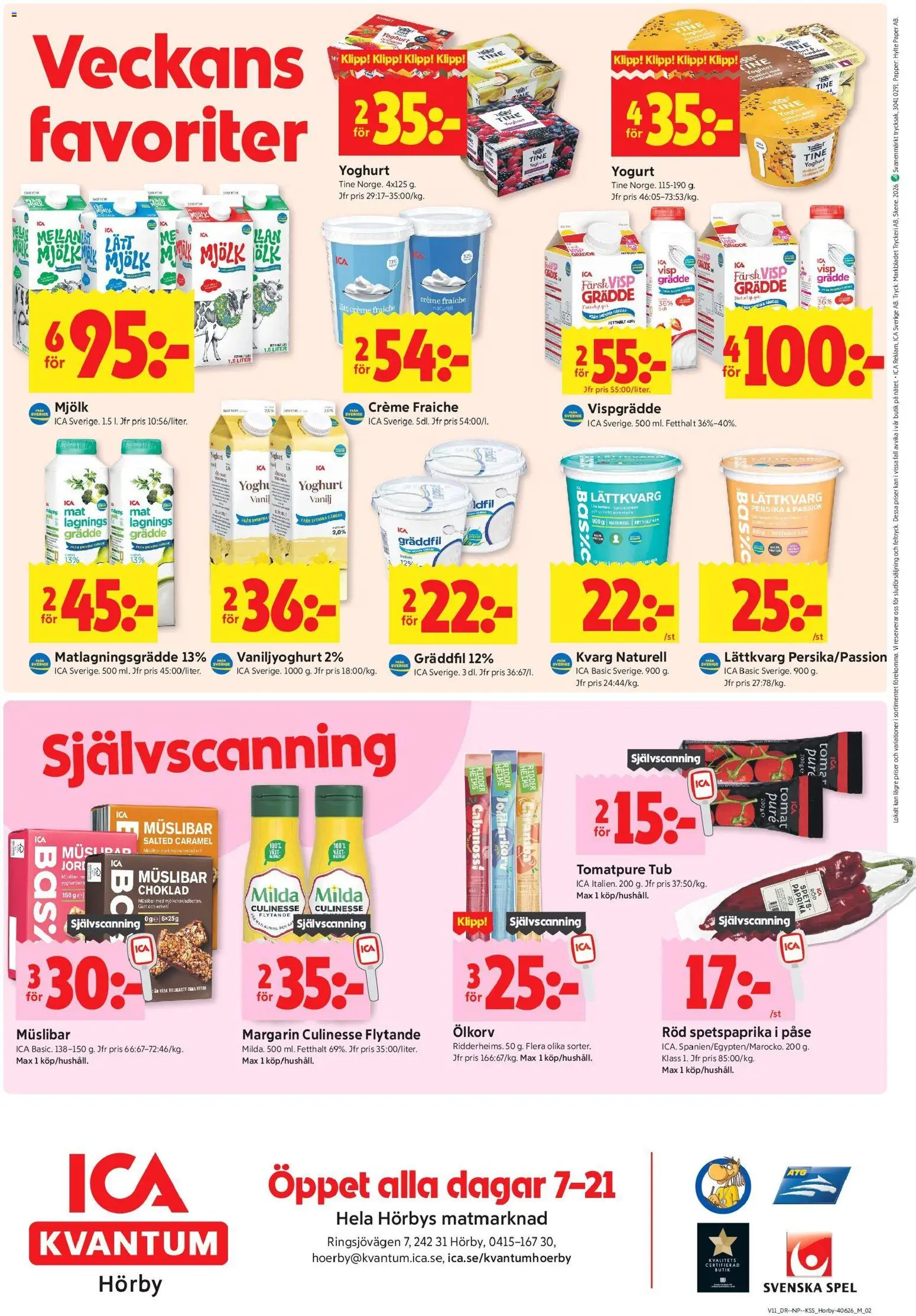 ICA Kvantum reklamblad aktuell från 09.03.2026 | Sida: 10 | Produkter: Margarin, Yoghurt, Spel, Grädde