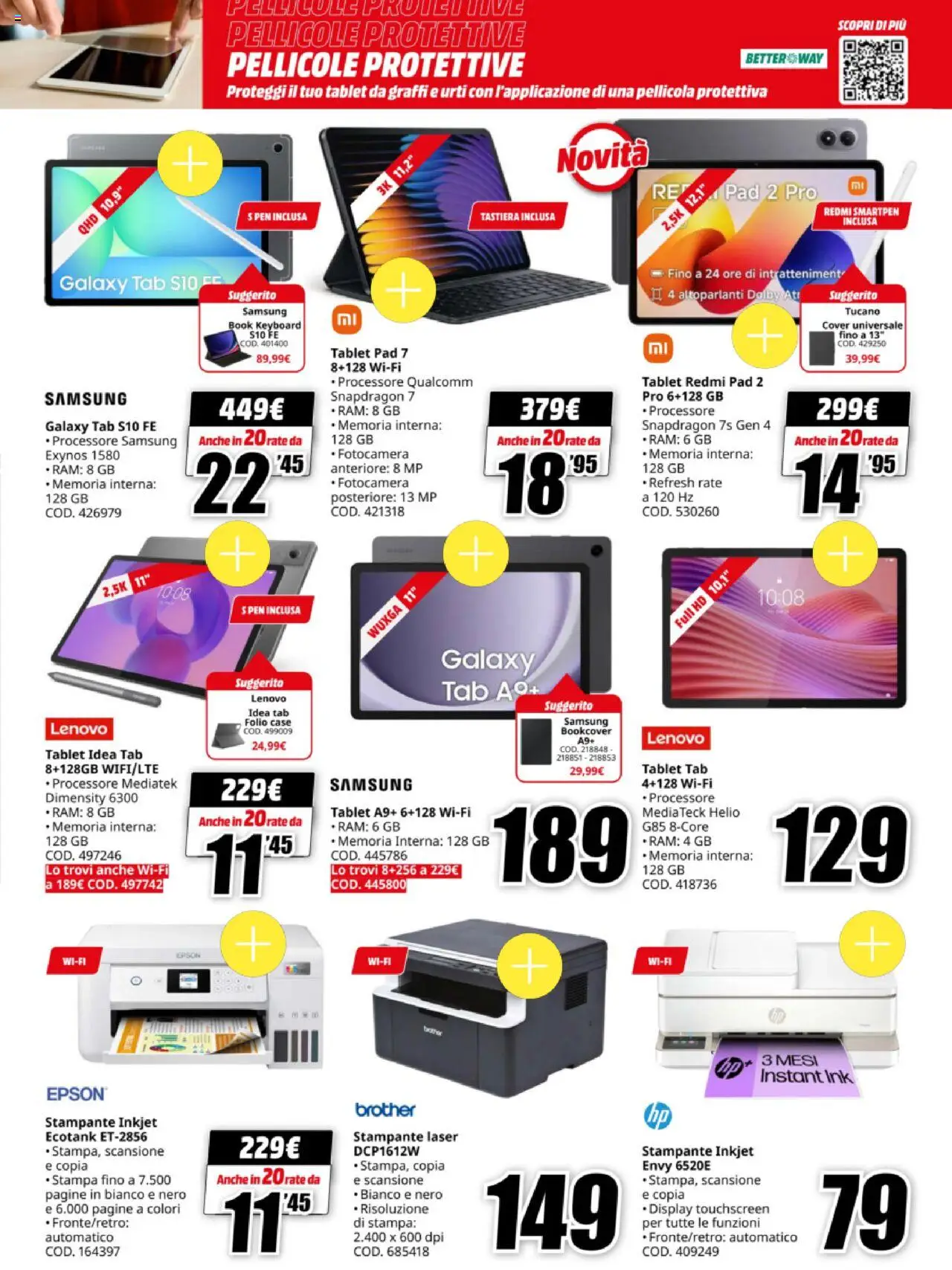 Volantino Media World del 13.10.2025 | Pagina: 13 | Prodotti: Tablet, Stampante, Pellicola, Samsung