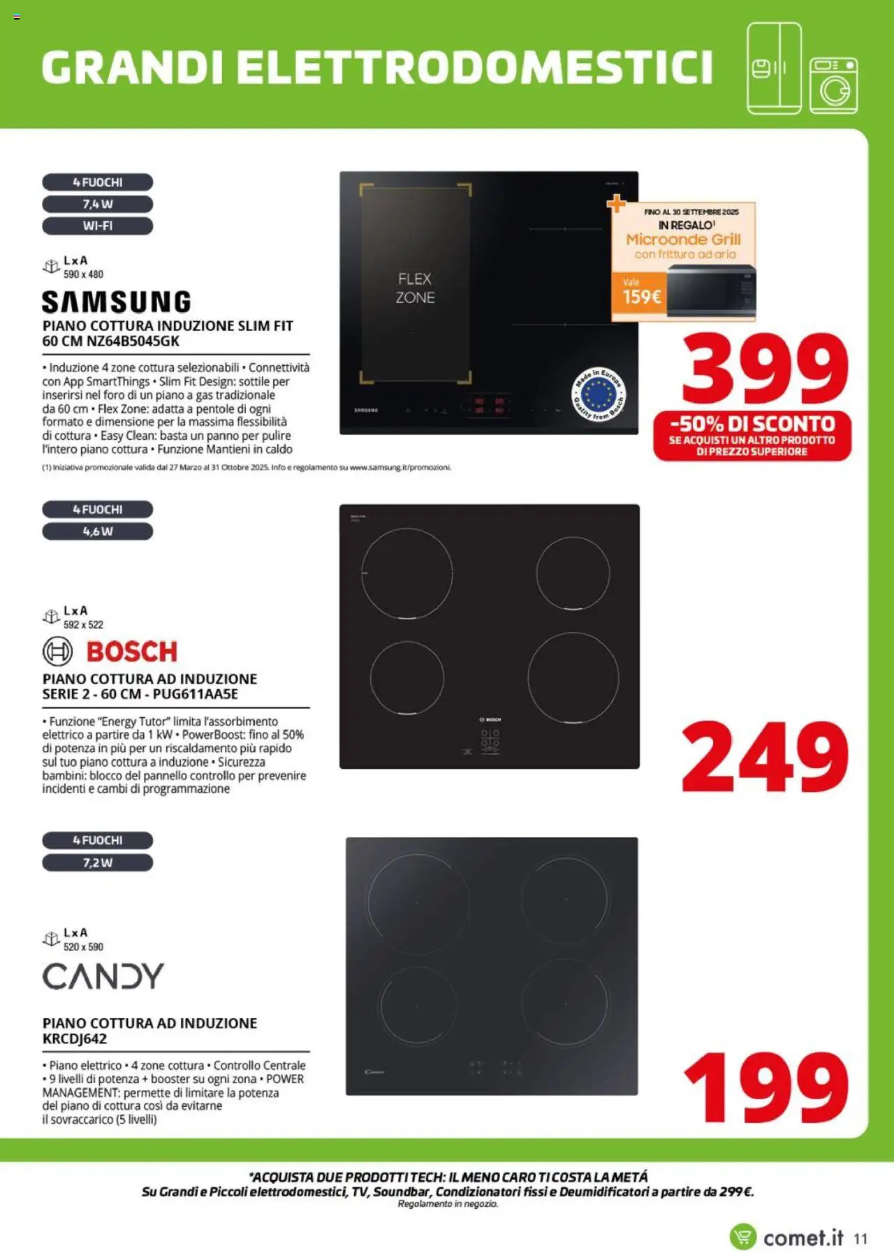 Volantino Comet del 26.09.2025 | Pagina: 11 | Prodotti: Microonde, Piano cottura, Piano cottura induzione, Samsung