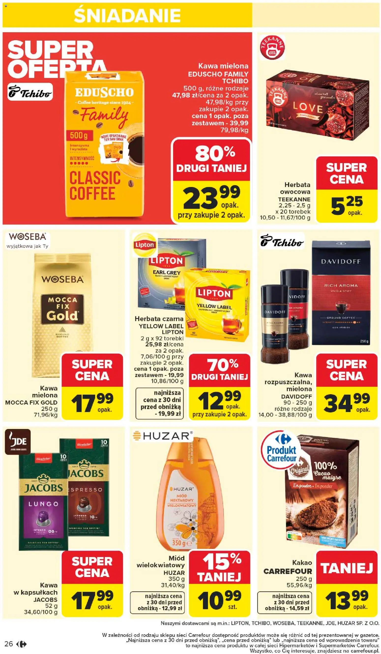 Carrefour Gazetka od 19.01.2026 | Strona: 28 | Produkty: Kakao, Tchibo, Herbata, Torebki