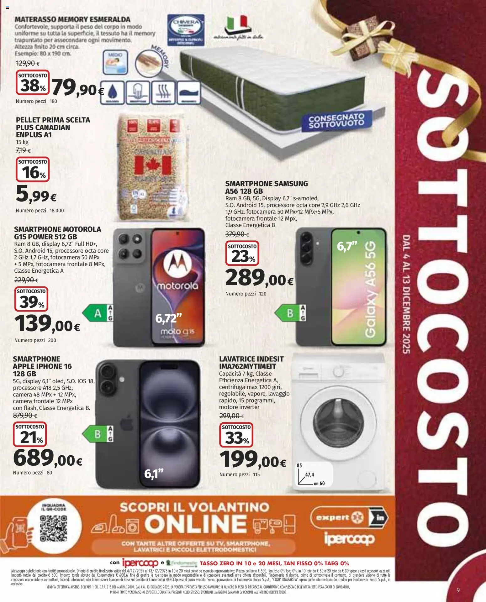 Volantino Ipercoop del 04.12.2025 | Pagina: 9 | Prodotti: Smartphone samsung, Iphone, Materasso, Samsung