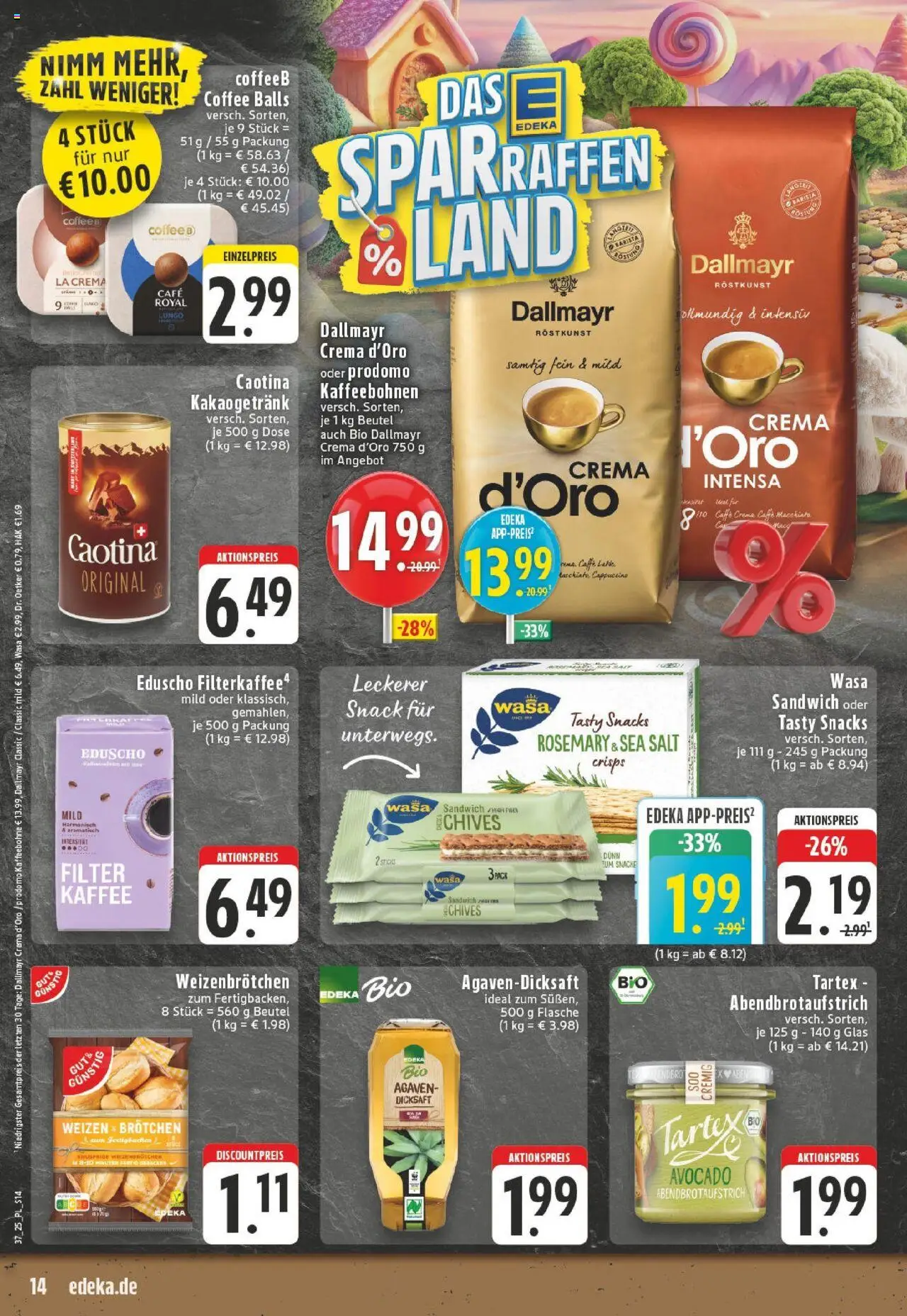 Edeka prospekt Xanten	 – gültig ab 07.09.2025 | Seite: 14 | Produkte: Kaffee, Avocado, Dallmayr, Eduscho