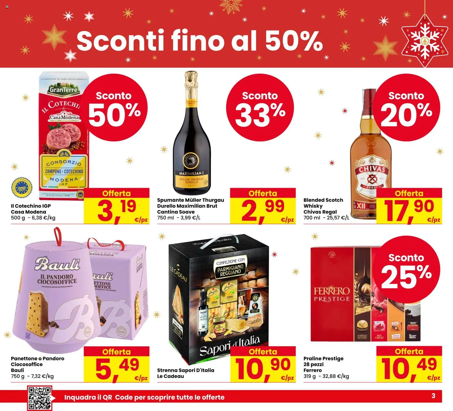 Volantino Despar del 18.12.2025 | Pagina: 3 | Prodotti: Pandoro, Panettone, Spumante, Parmigiano