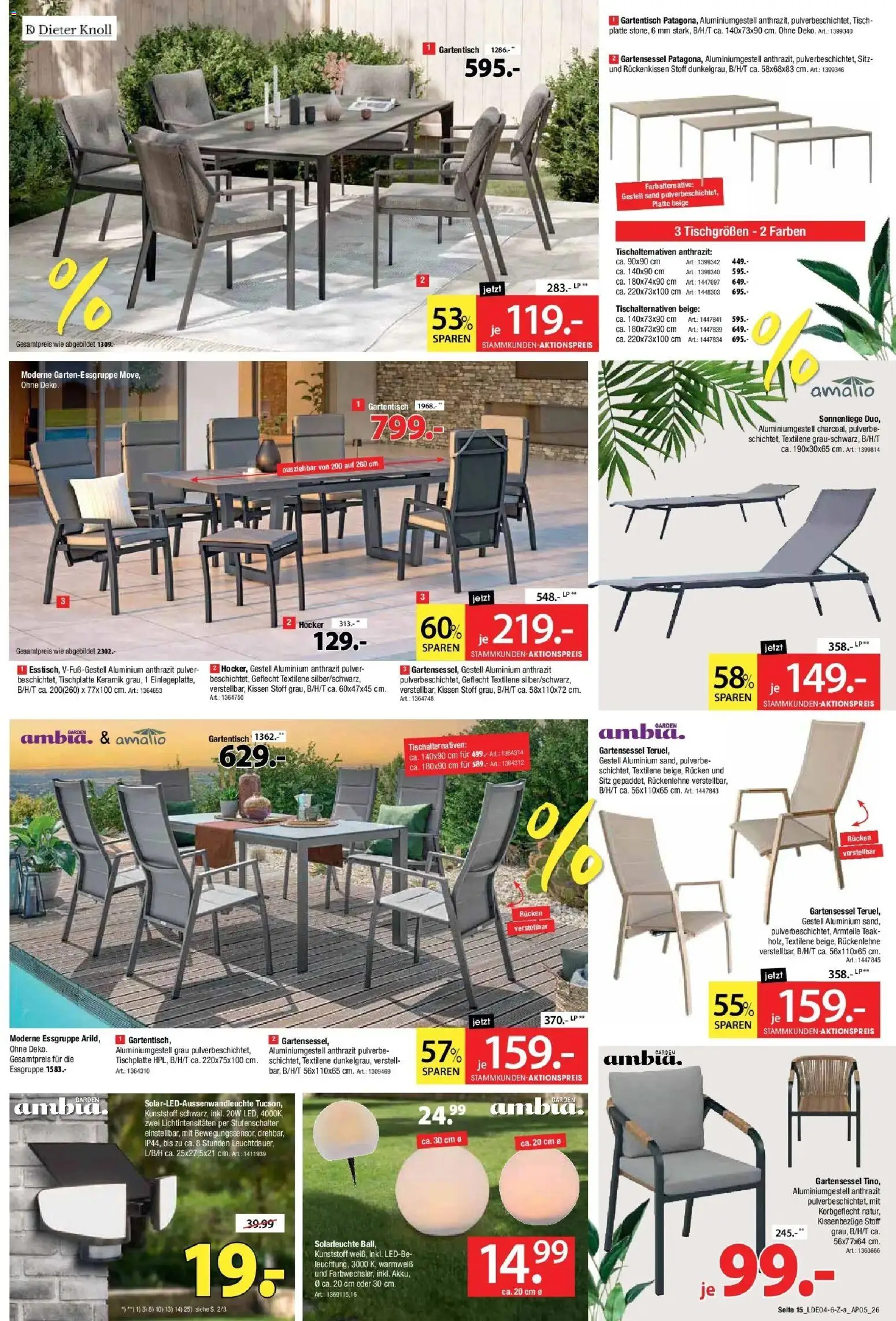 Zurbrüggen Mai Shopping Days – gültig ab 25.04.2026 | Seite: 15 | Produkte: Hocker, Kissen, Tisch, Solarleuchte