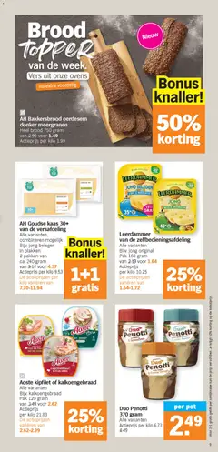 AH Goudse kaas 30+ van de versafdeling, Alle varianten, combineren mogelijk Blijv. jong belegen in plakken 2 pakken van ca. 240 gram - Voorbeeld van een folder van Albert Heijn, geldig van 09.02.2026 | Pagina: 9 | Producten: Tonic, Pot, Kan, Brood