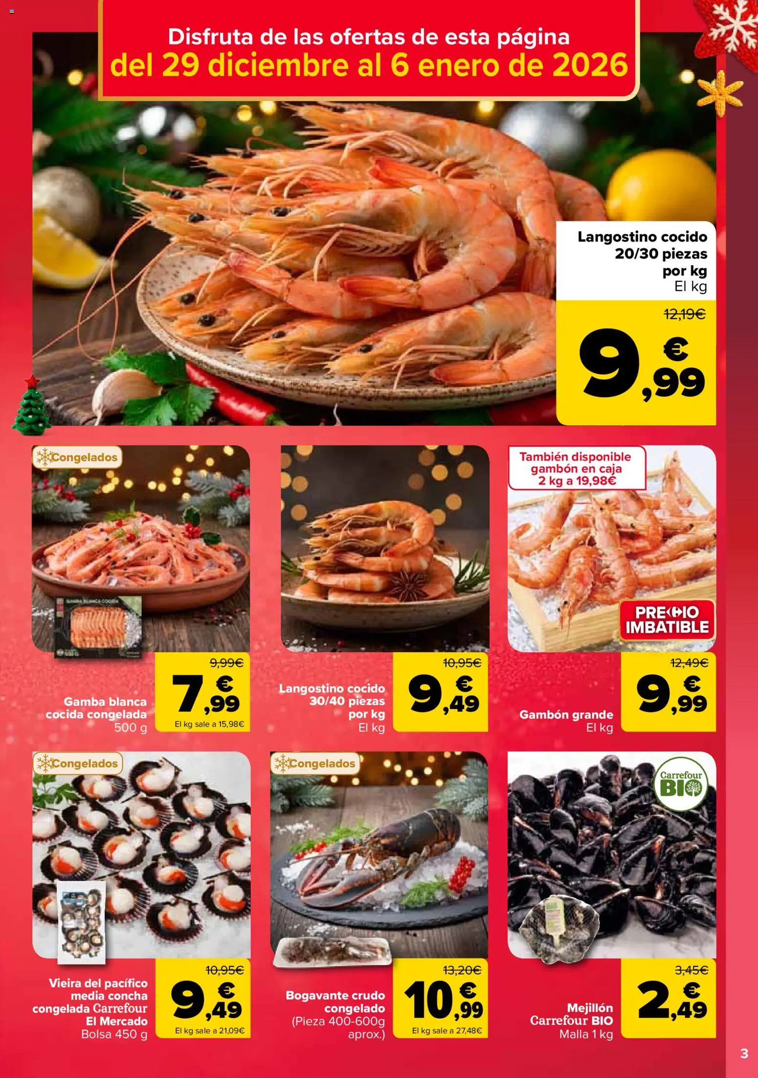 Carrefour folleto │ válido desde el 29.12.2025 | Página: 3 | Productos: Bolsa, Caja, Langostino, Gamba