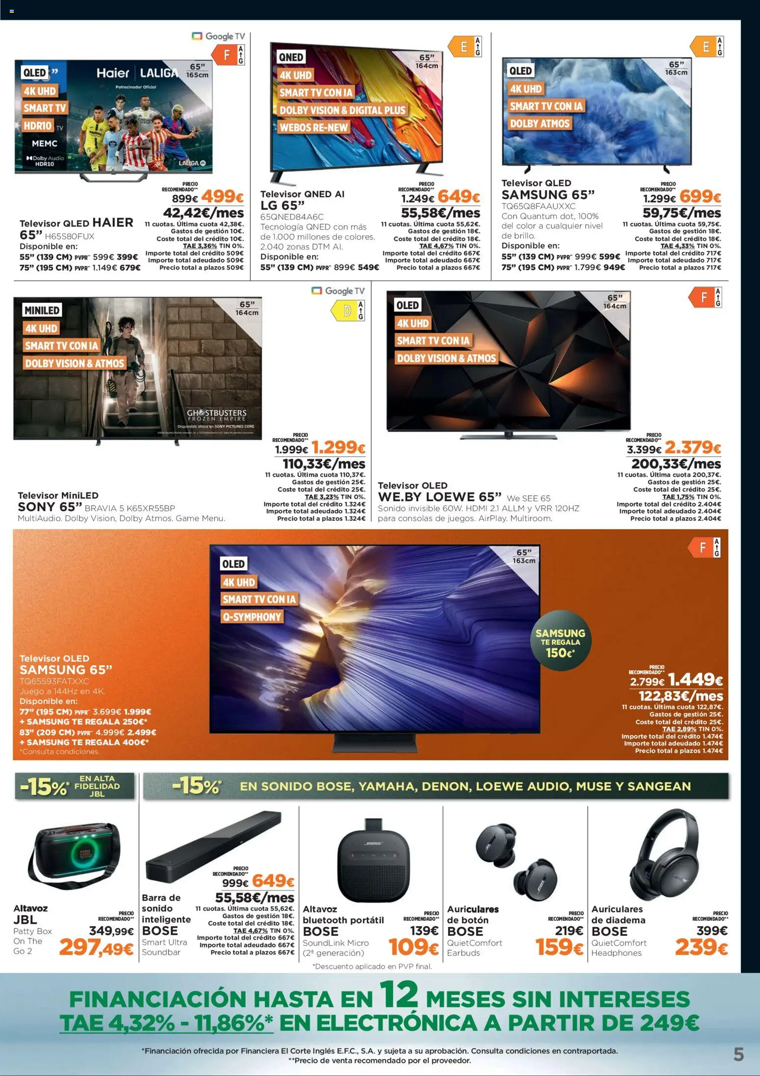 El Corte Inglés Black Friday │ válido desde el 10.11.2025 | Página: 5 | Productos: Té, Televisor, Auriculares, Altavoz