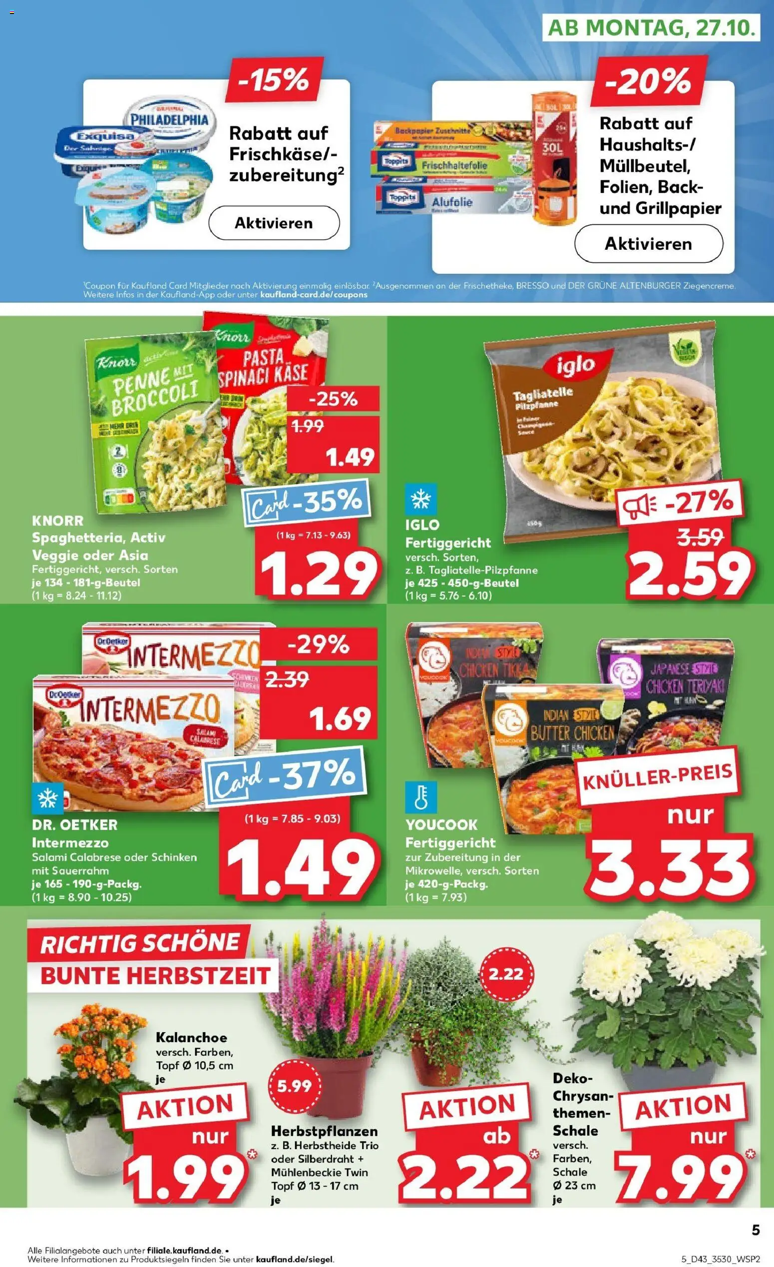 Kaufland prospekt Rudolstadt	 – gültig ab 27.10.2025 | Seite: 5 | Produkte: Käse, Iglo, Knorr, Salami