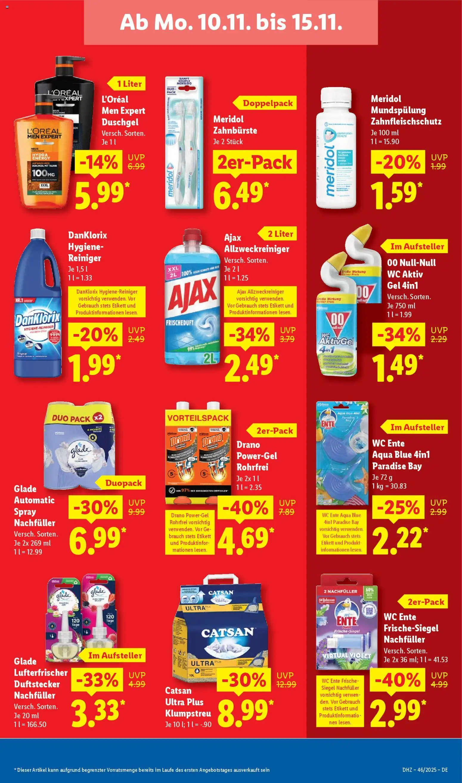 Lidl Prospekt Aarbergen – gültig ab 10.11.2025 | Seite: 25 | Produkte: Catsan, Energy, Zahnbürste, Ente