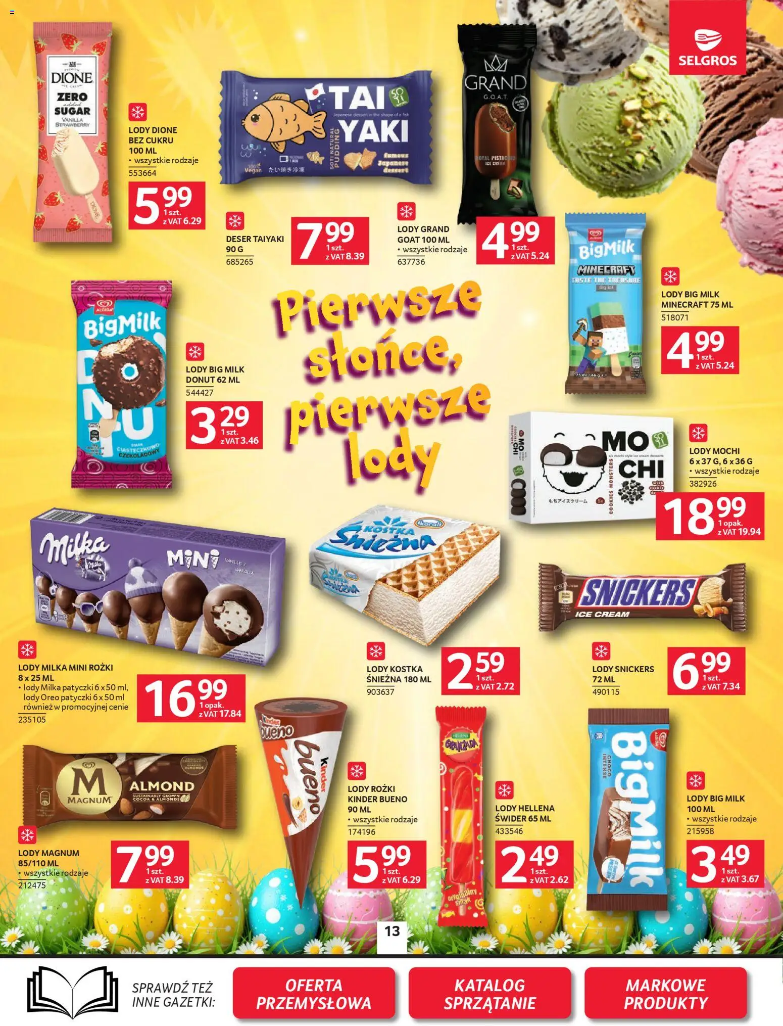 Selgros cash&carry gazetka od 26.03.2026 | Strona: 13 | Produkty: Kinder Bueno, Donut, Lody, Mini rożki