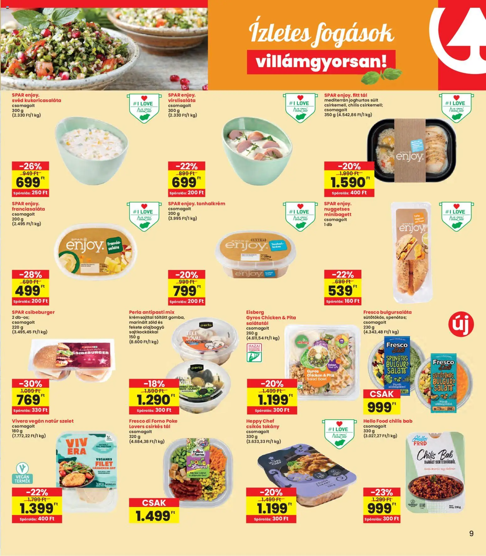 Interspar akciós ujság - amely érvényes a következő dátumtól: 22.01.2026 | Oldal: 9 | Termékek: Pita, Bulgur, Vegán, Chilis bab