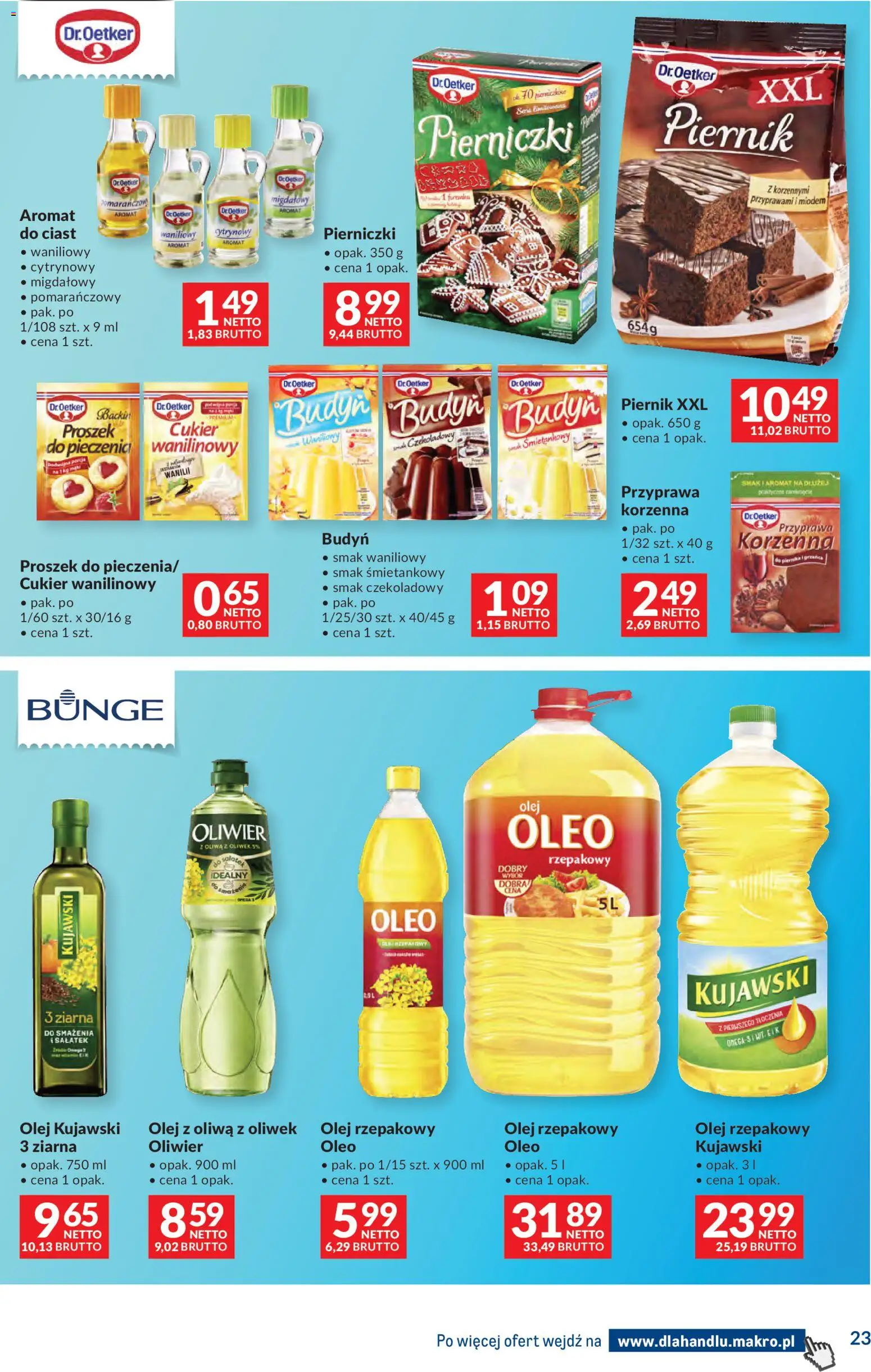 Makro Gazetka - Dystrybucja do sklepów od 25.11.2025 | Strona: 23 | Produkty: Olej rzepakowy, Oliwa z oliwek, Olej kujawski, Cukier