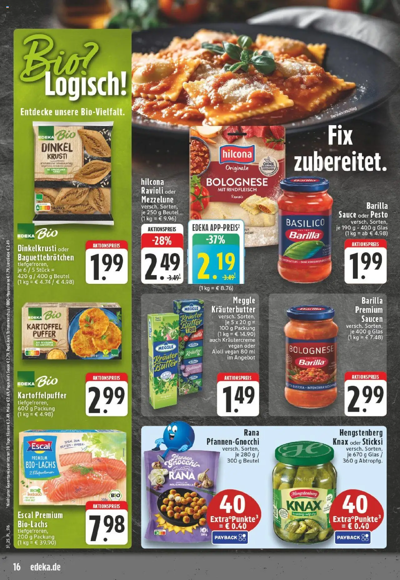 Edeka prospekt Düsseldorf	 - gültig ab dem 27.07.2025 | Seite: 16 | Produkte: Barilla, Kräuterbutter, Meica, Rindfleisch