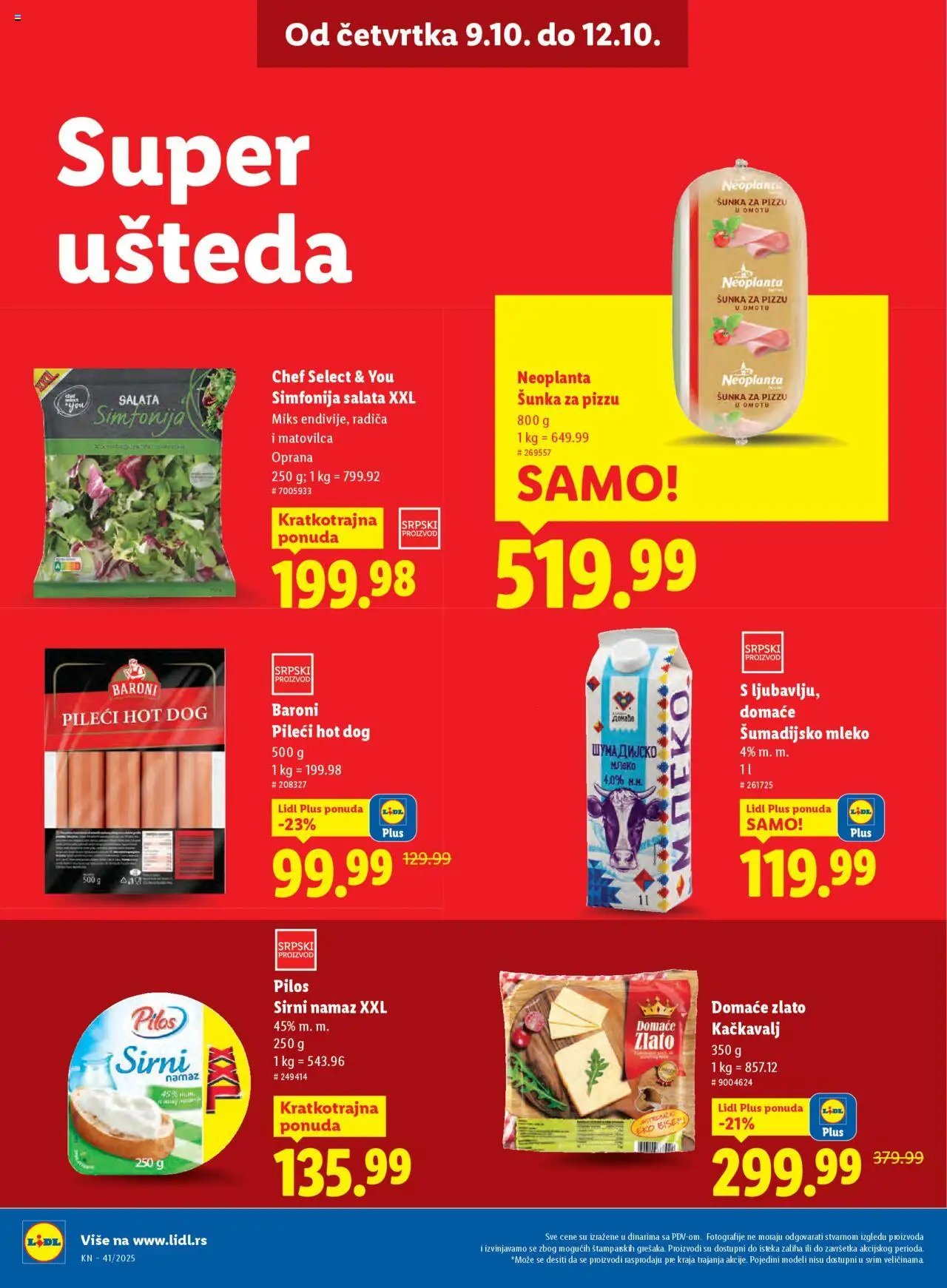 Lidl katalog - važi od 09.10.2025 | Strana: 8 | Proizvode: Mleko, Kačkavalj, Hot dog, Šunka