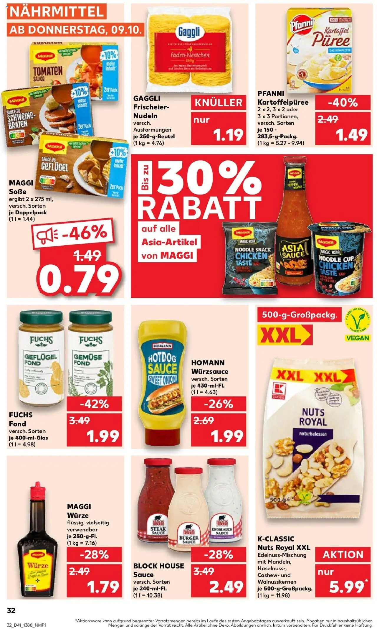 Kaufland prospekt Emmerich Am Rhein	 – gültig ab 09.10.2025 | Seite: 32 | Produkte: Burger, Gemüse, Pasta, Maus