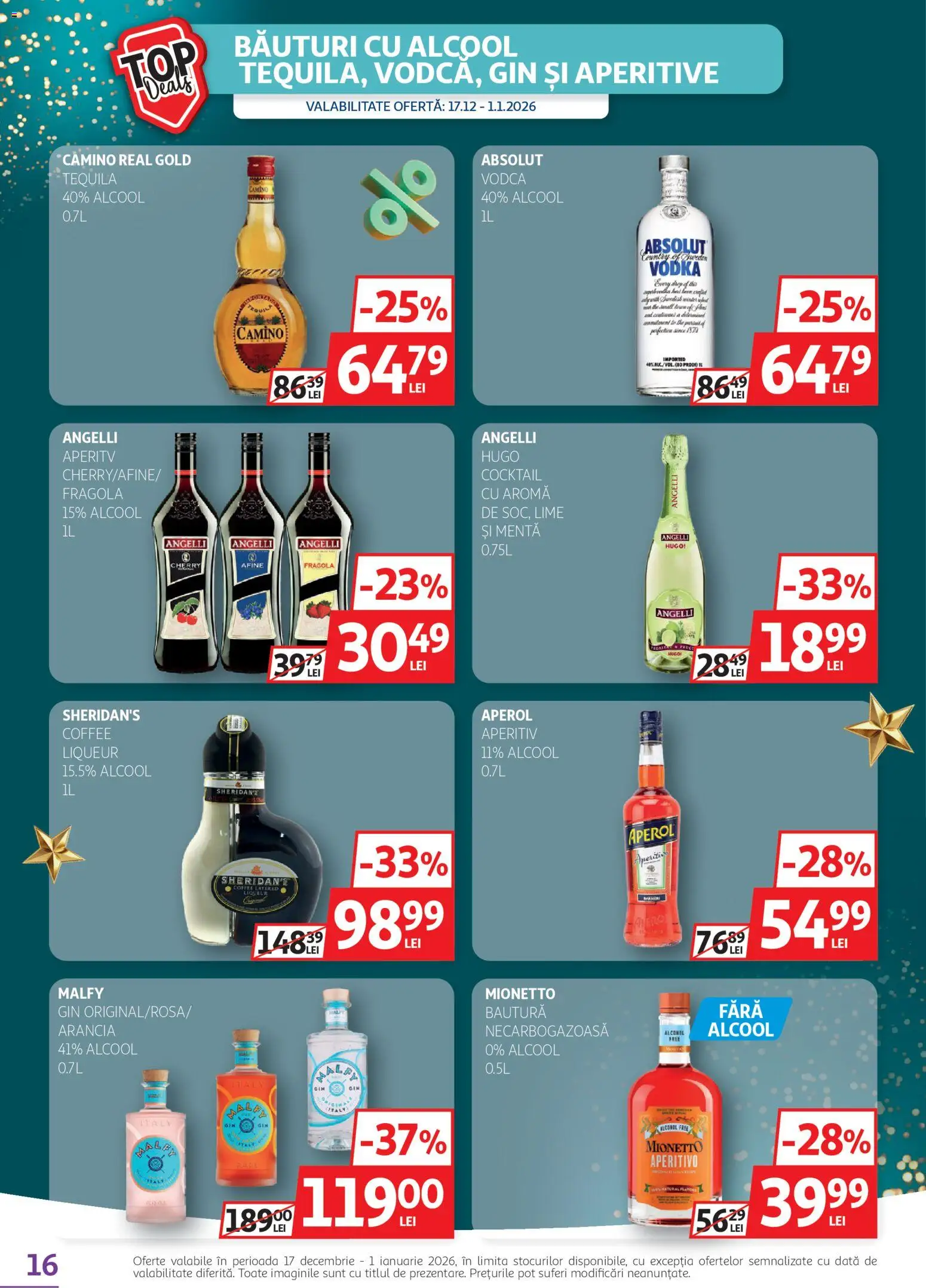 Noul catalog Auchan – valabil de la 17.12.2025 | Pagină: 16 | Produse: Lime, Afine, Gin, Aperol