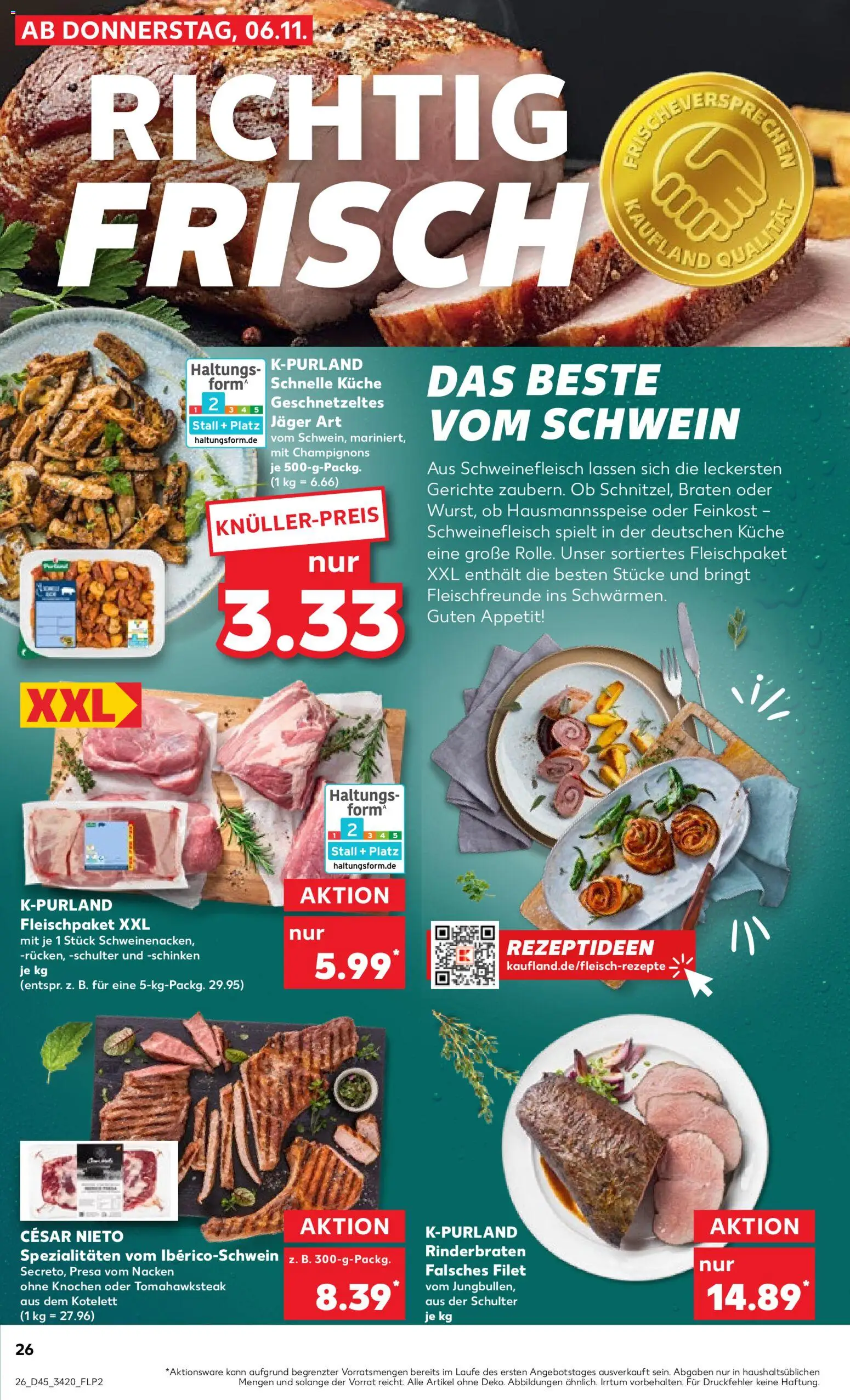 Kaufland prospekt Berlin	 – gültig ab 06.11.2025 | Seite: 26 | Produkte: Küche, Champignons, Schinken, Schweinefleisch
