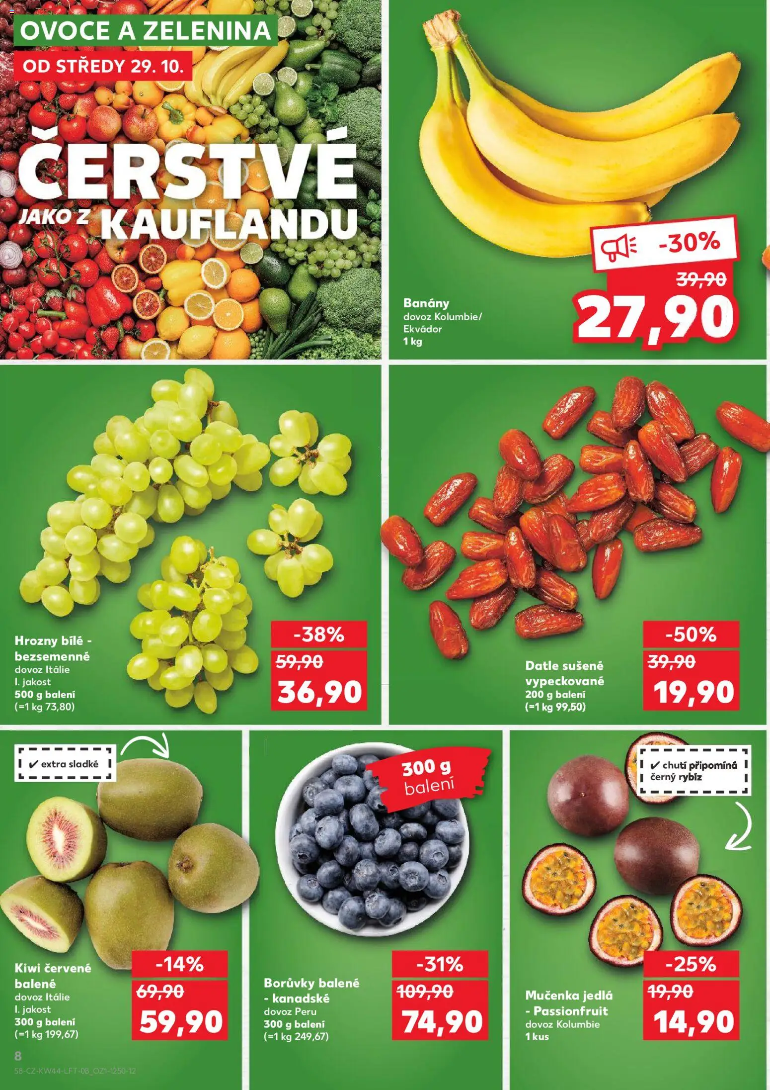 Kaufland leták - Kolín od 29.10.2025 | Strana: 8 | Produkty: Ovoce a zelenina, Ovoce, Kiwi, Hrozny