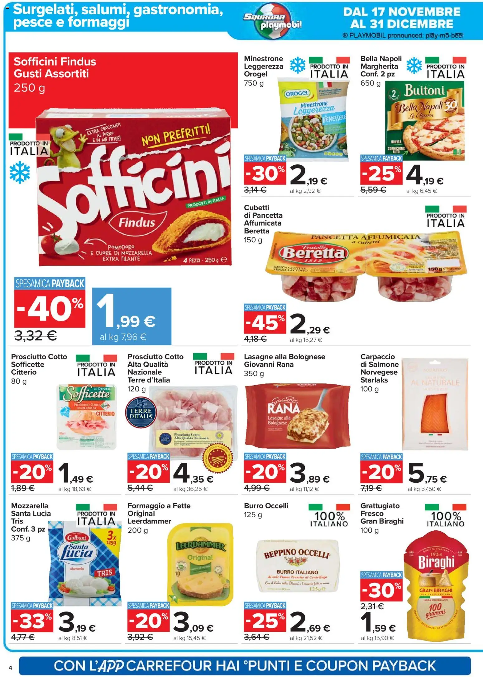 Volantino Carrefour del 20.11.2025 | Pagina: 4 | Prodotti: Prosciutto Cotto, Salmone, Pomodoro, Burro