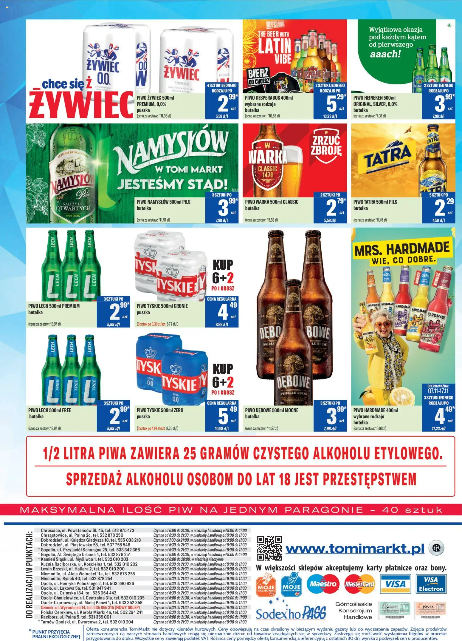 TomiMarkt Gazetka od 07.11.2025 | Strona: 8 | Produkty: Piwo Desperados, Piwo Warka, Tyskie, Heineken