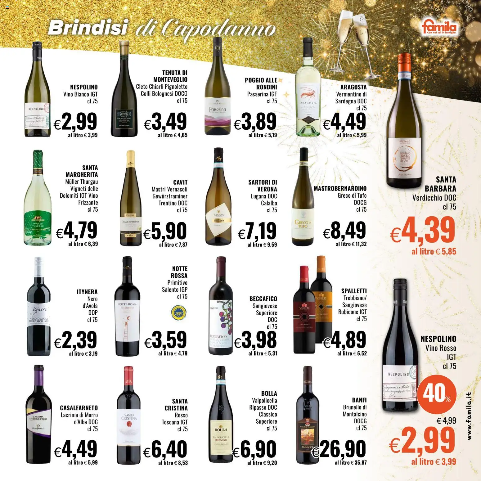 Volantino Famila del 28.12.2025 | Pagina: 3 | Prodotti: Vino, Vino rosso, Vino bianco