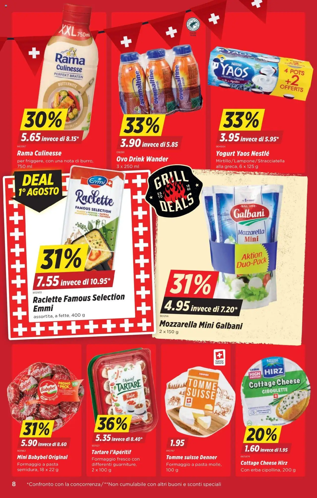Denner Aktionen IT ab 29.07.2025 | Seite: 8 | Produkte: Pasta, Raclette, Grill