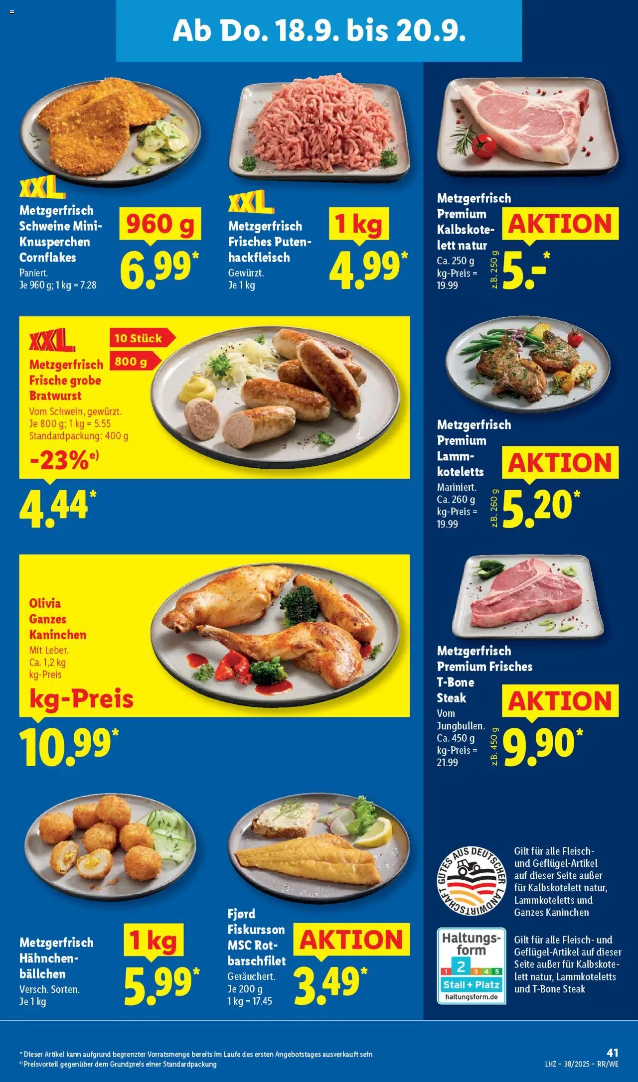 Lidl Prospekt Aarbergen – gültig ab 15.09.2025 | Seite: 61 | Produkte: Hahnchen, Bratwurst, Fleisch, Hackfleisch