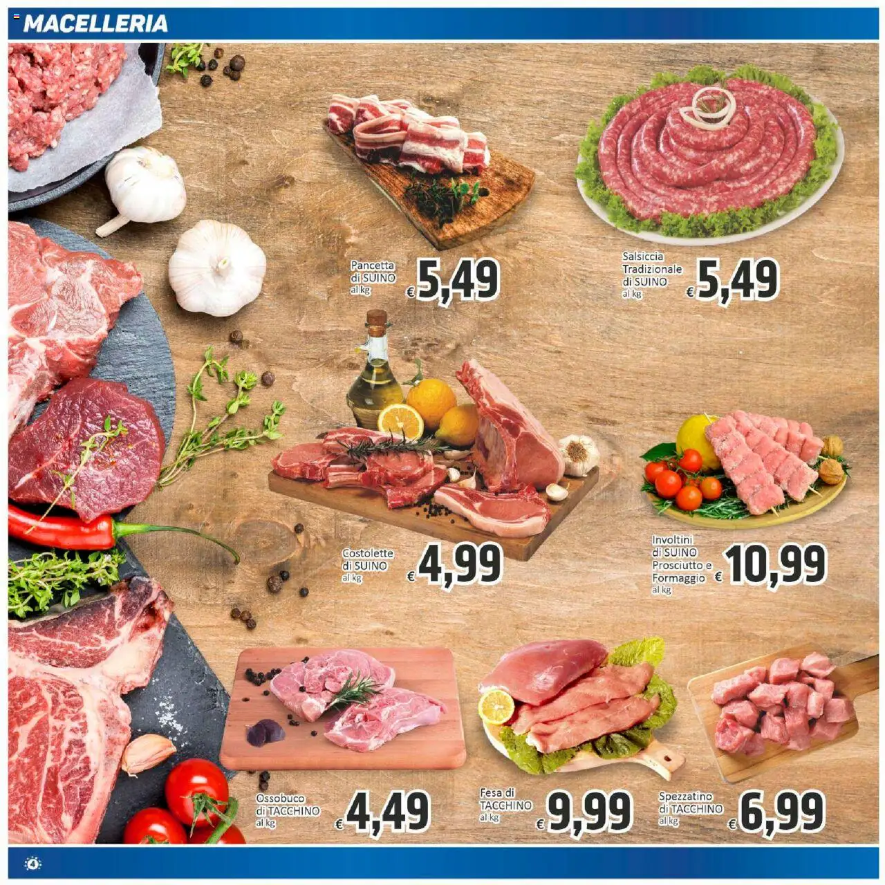 Volantino Paghi Poco del 10.10.2025 | Pagina: 4 | Prodotti: Pancetta, Suino, Prosciutto, Salsiccia