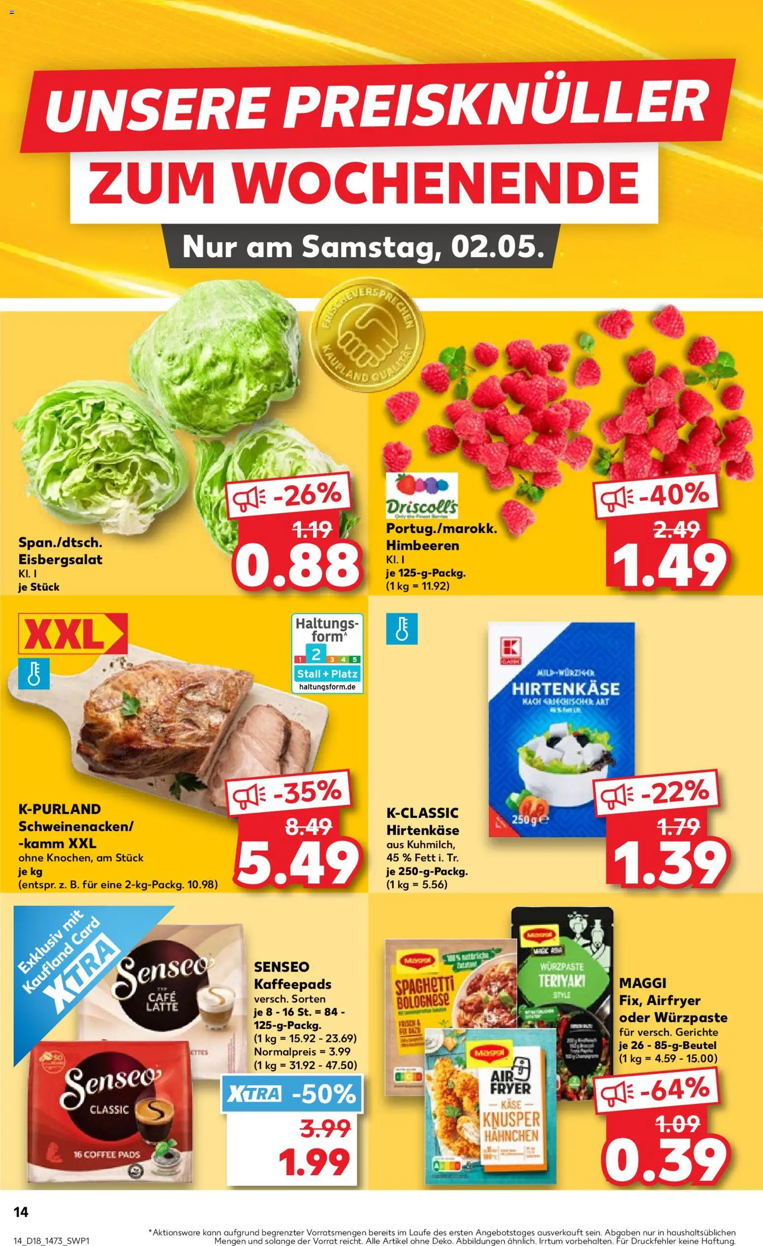 Kaufland Prospekt Potsdam	 – gültig ab 30.04.2026 | Seite: 14 | Produkte: Senseo, Feta, Käse, Eisbergsalat