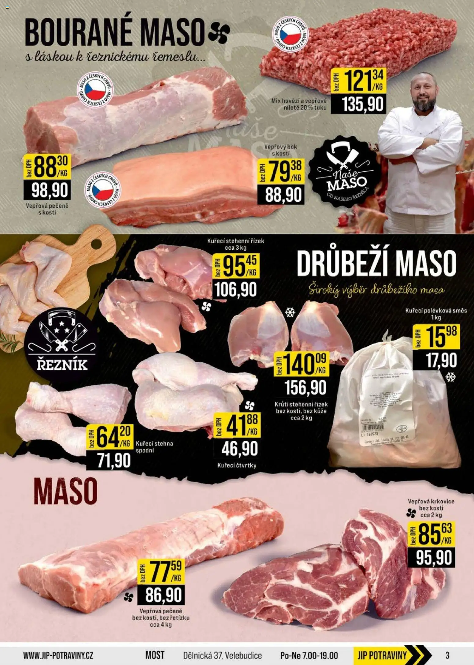Jip leták - Cash & Carry od 21.01.2026 | Strana: 3 | Produkty: Hovězí, Mošt, Vepřový bok, Kuřecí stehna