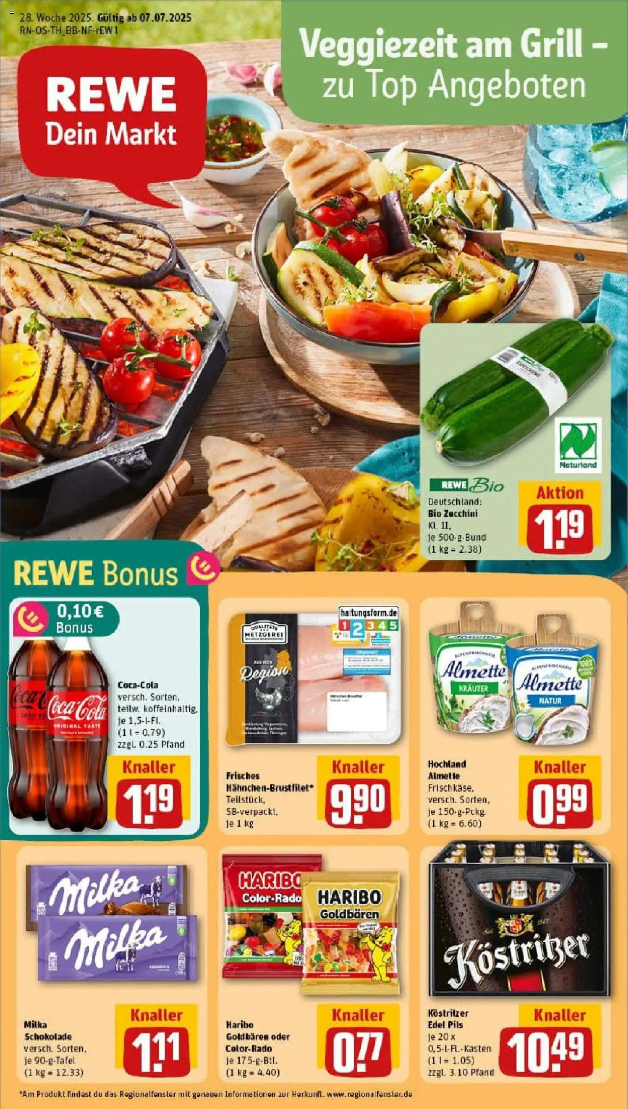 Rewe prospekt Suhl	 - gültig ab dem 06.07.2025 | Seite: 1 | Produkte: Grill, Coca cola, Milka, Zucchini